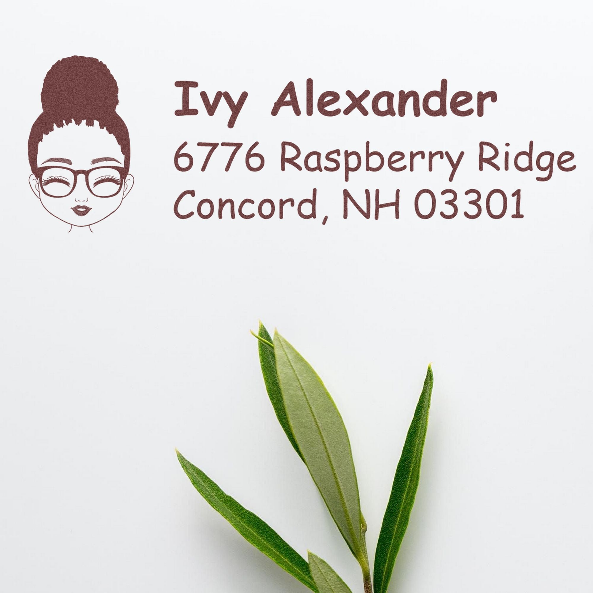 Wood Handle Ms Ivy Bitmoji Address Stamp - Engineer Seal Stamps
