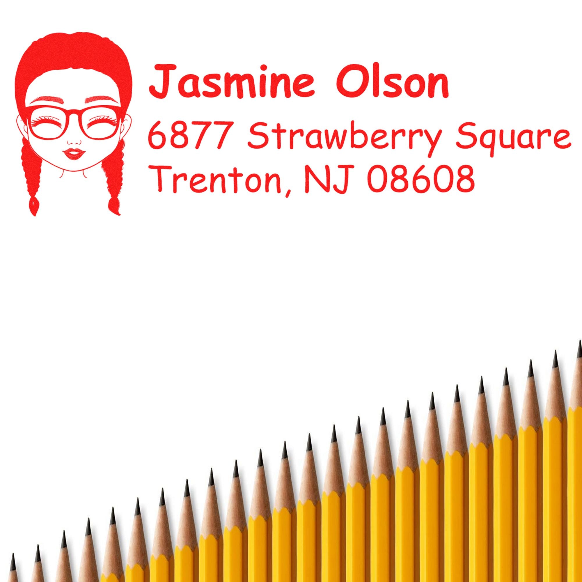 Ms Jasmine Bitmoji Customized Address Stamp Pre-Inked - Engineer Seal Stamps