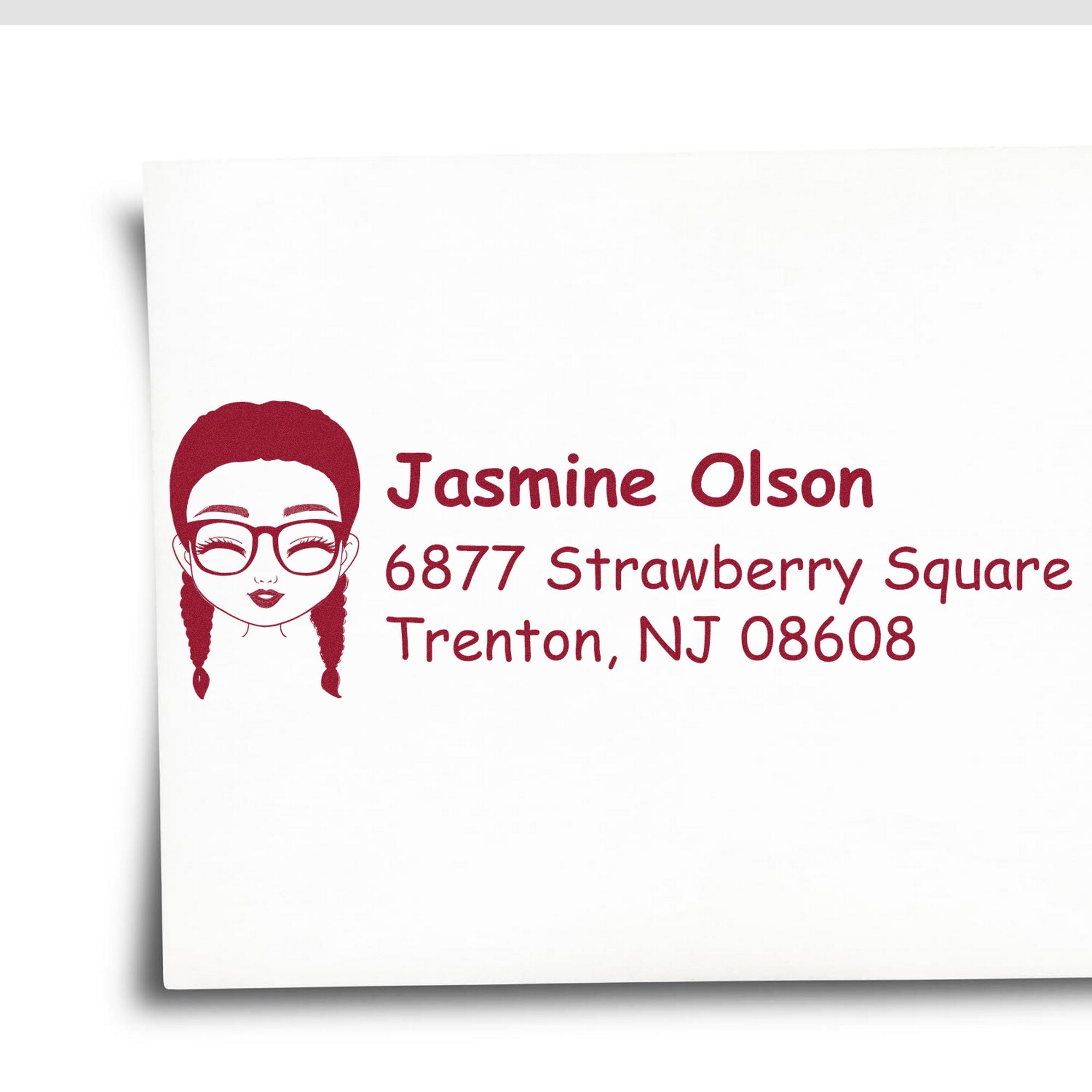 Ms Jasmine Bitmoji Pre-Inked Address Stamp for House - Engineer Seal Stamps