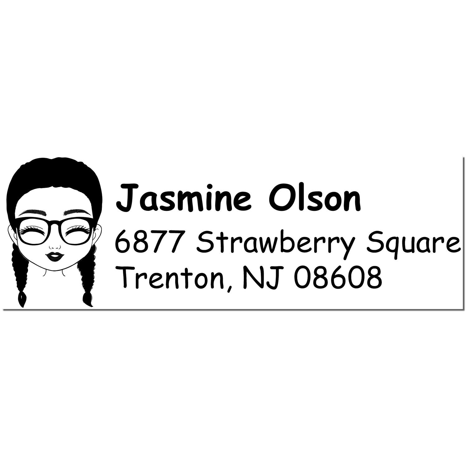 Wood Handle Ms Jasmine Bitmoji Address Stamp - Engineer Seal Stamps