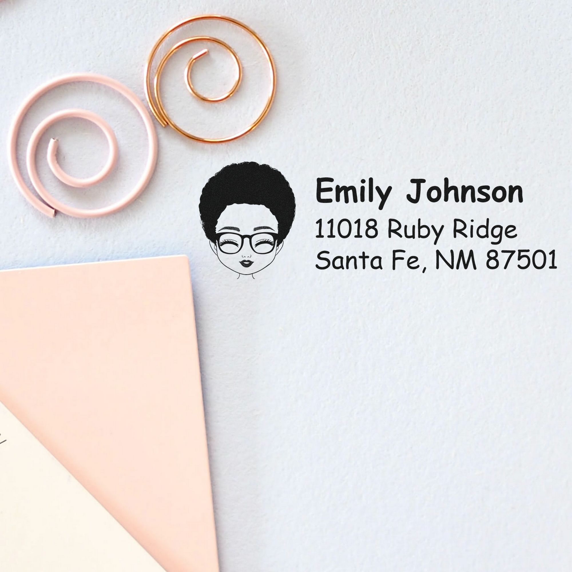 Wood Handle Ms Emily Bitmoji Address Stamp - Engineer Seal Stamps