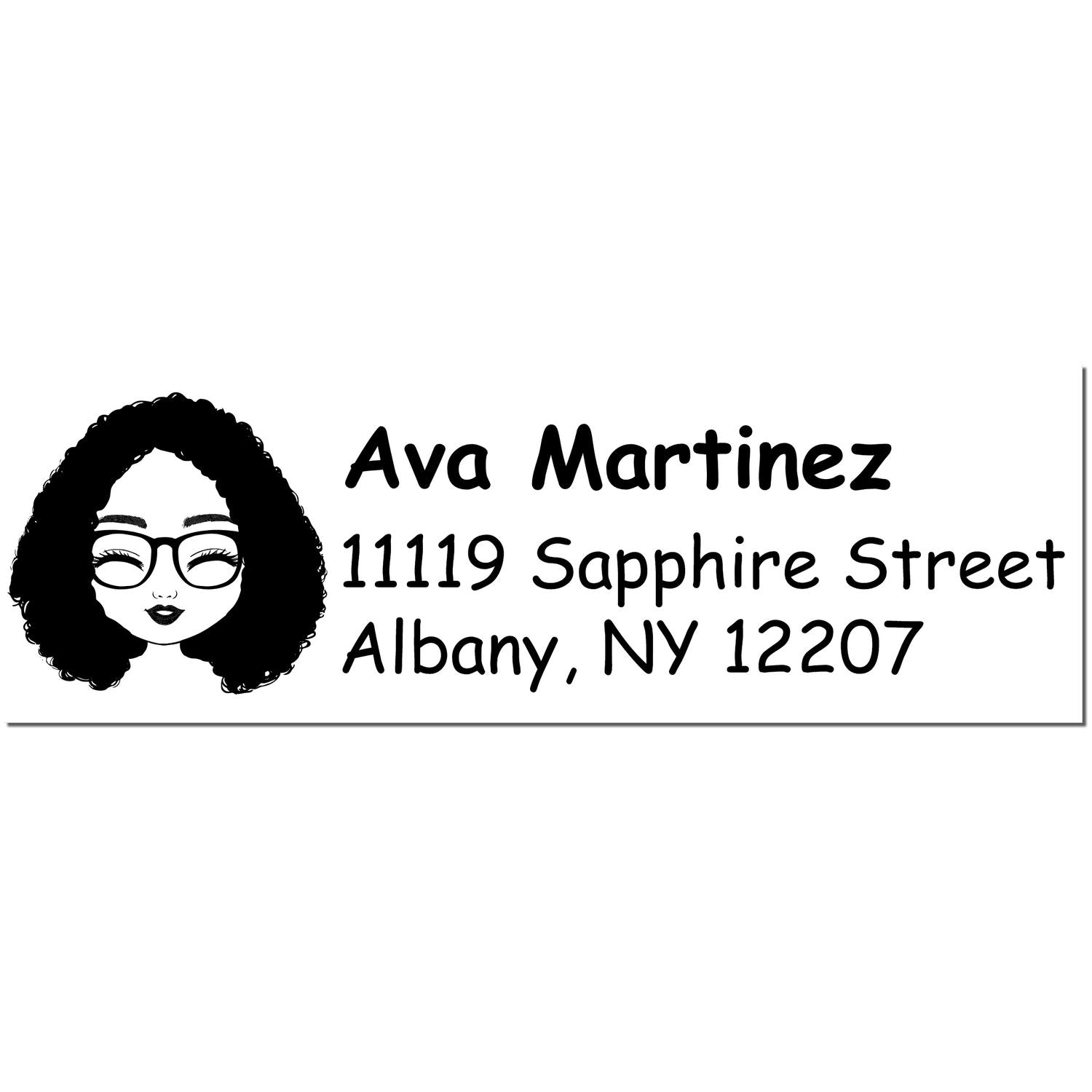 Wood Handle Ms Ava Bitmoji Address Stamp - Engineer Seal Stamps