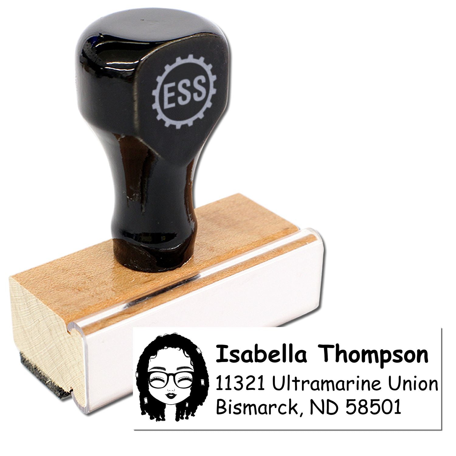 Wood Handle Ms Isabella Bitmoji Address Stamp - Engineer Seal Stamps