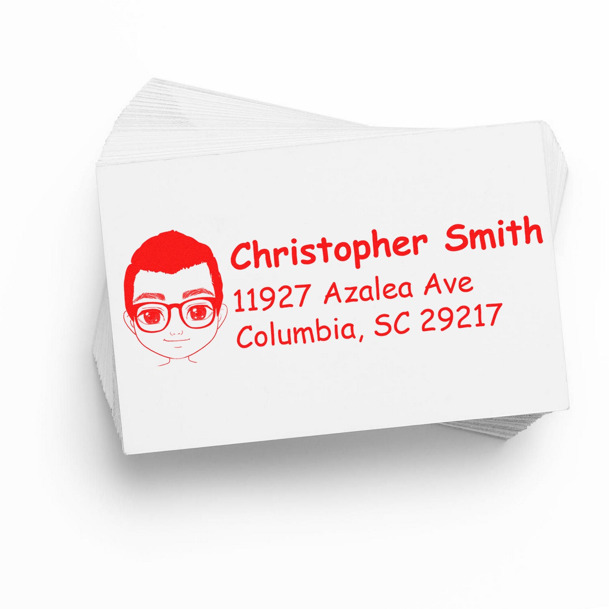 Wood Handle Mr Christopher Bitmoji Address Stamp - Engineer Seal Stamps