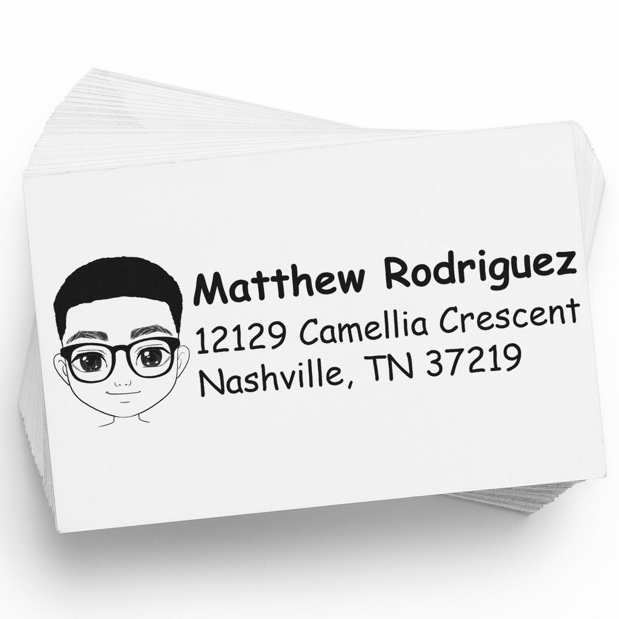 Wood Handle Mr Matthew Bitmoji Address Stamp - Engineer Seal Stamps