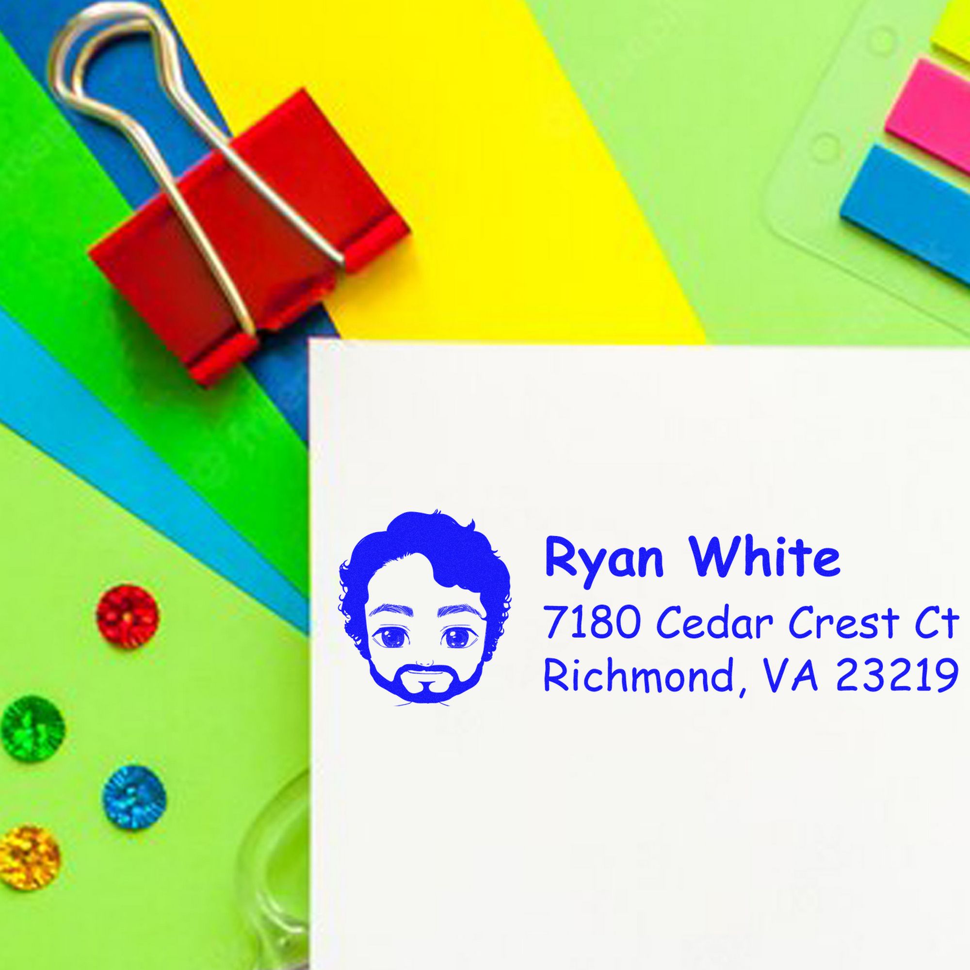 Mr Ryan Bitmoji Pre-Inked Address Stamp for House - Engineer Seal Stamps