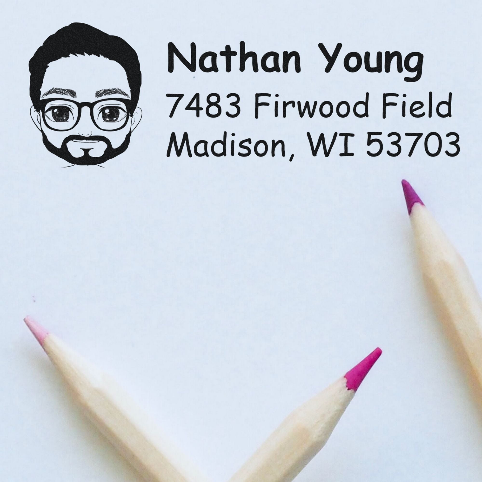 Wood Handle Mr Nathan Bitmoji Address Stamp - Engineer Seal Stamps