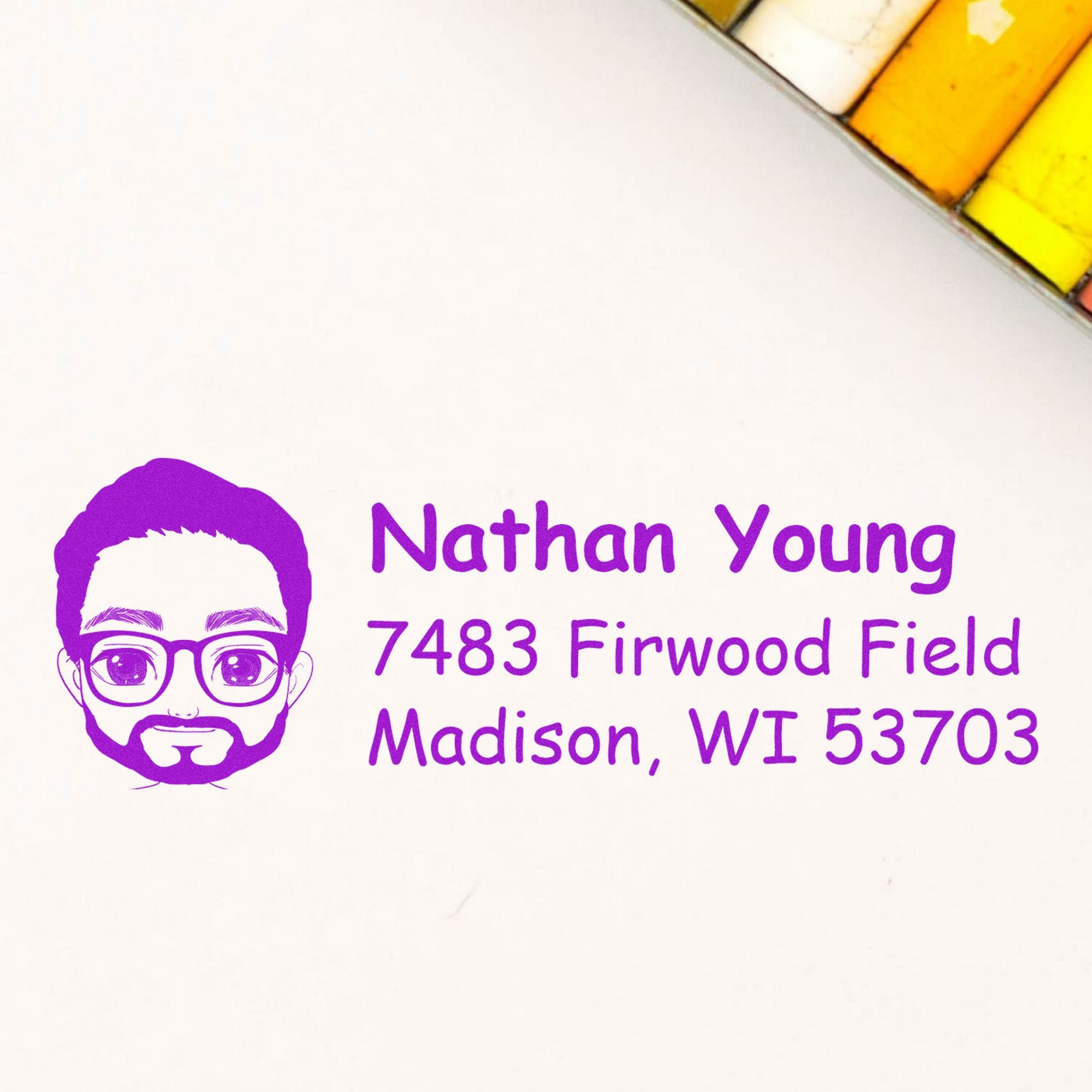 Mr Nathan Bitmoji Pre-Inked Address Stamp for House - Engineer Seal Stamps