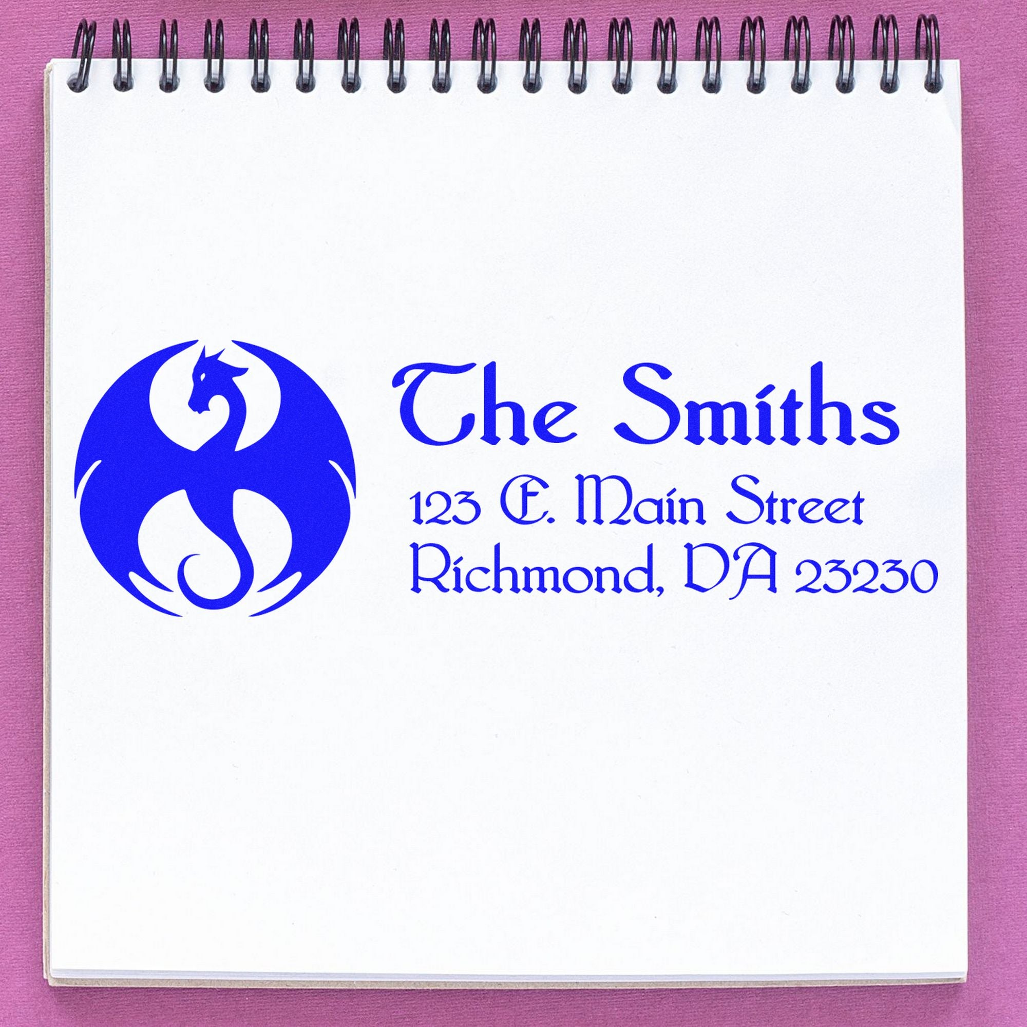 Blaze Dragon Personalized Name and Address Rubber Stamp - Engineer Seal Stamps