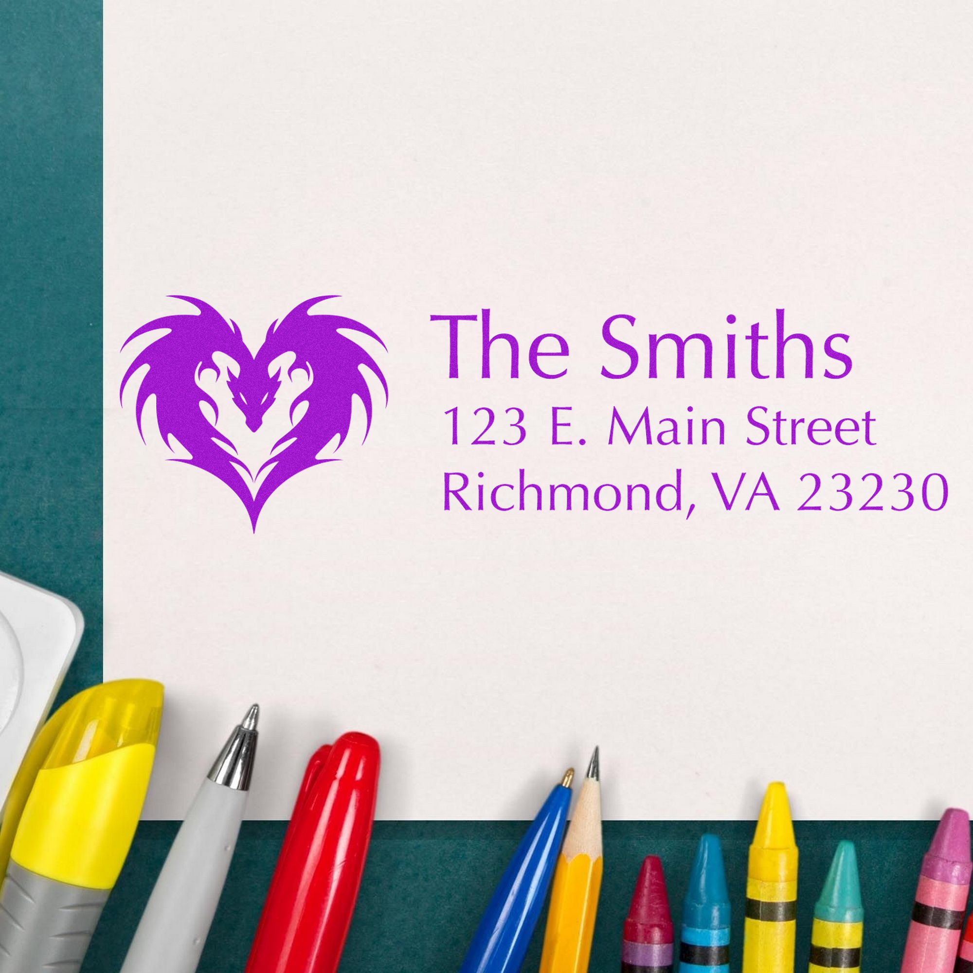 Drake Dragon Personalized New Address Rubber Stamp - Engineer Seal Stamps