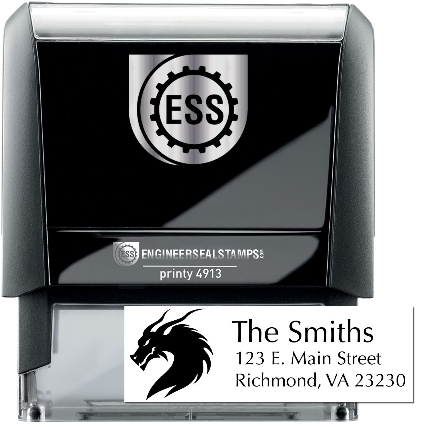 Self-Inking Ember Dragon Customizable Address Return Stamp - Engineer Seal Stamps