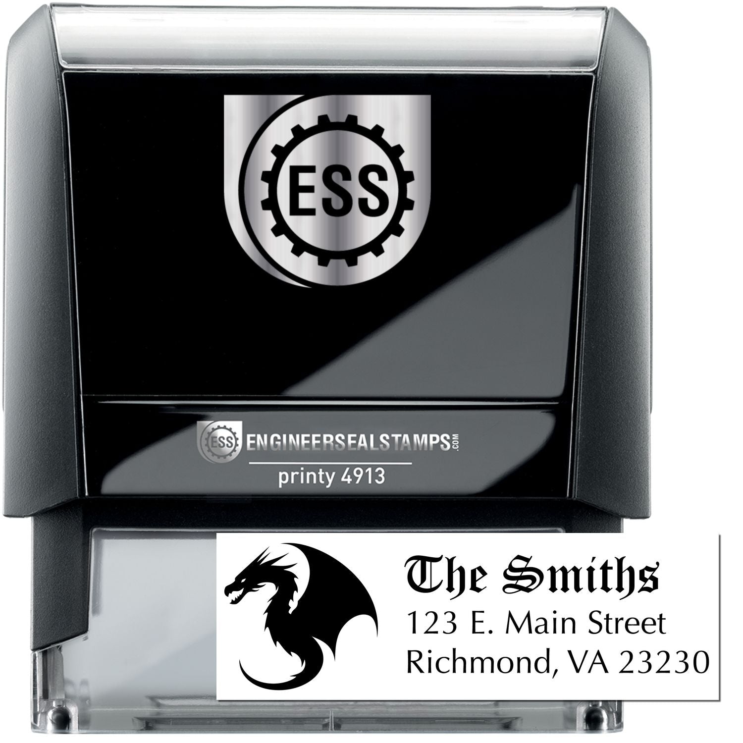 Self-Inking Grimm Dragon Customizable Mailing Address Stamp - Engineer Seal Stamps