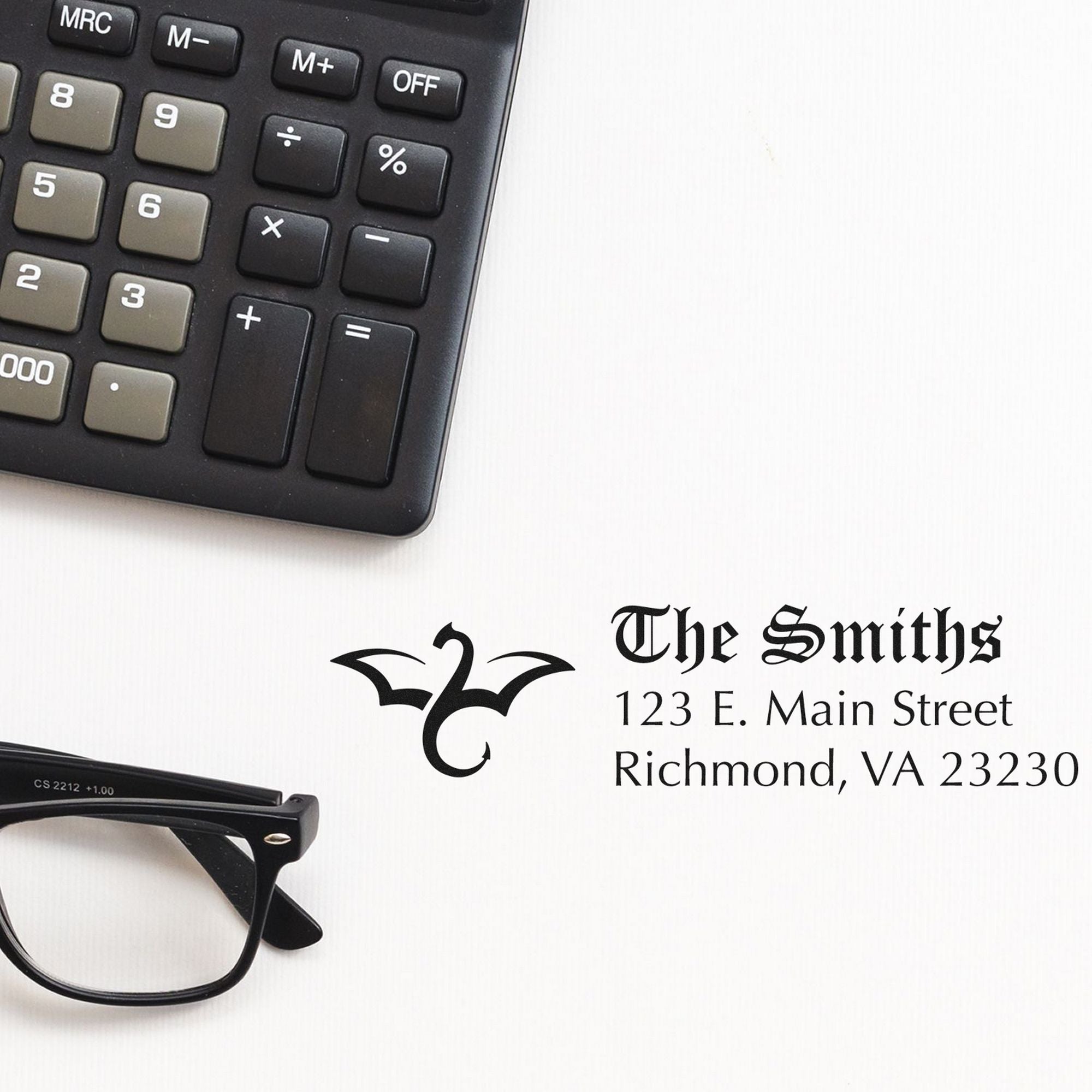 Self-Inking Midnight Dragon Personalized Return Address Stamp - Engineer Seal Stamps