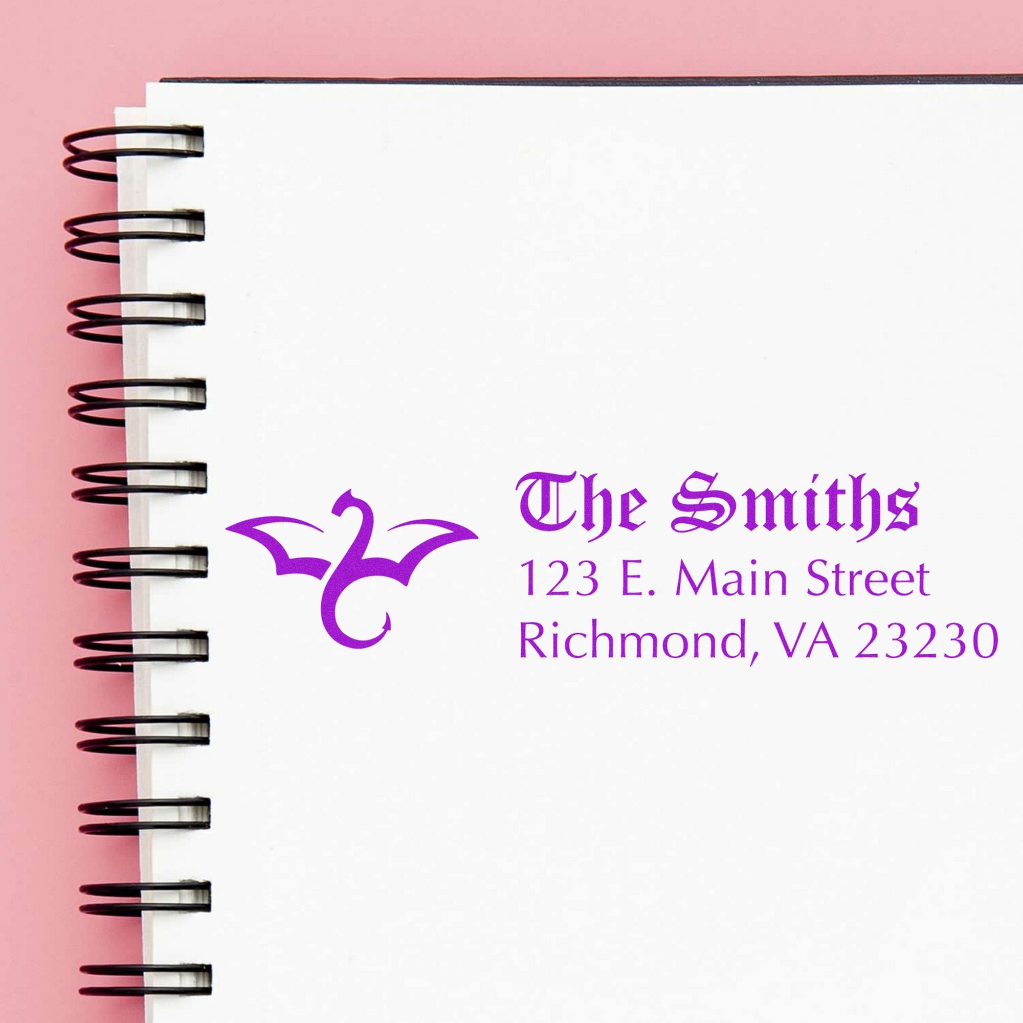 Self-Inking Midnight Dragon Personalized Return Address Stamp - Engineer Seal Stamps