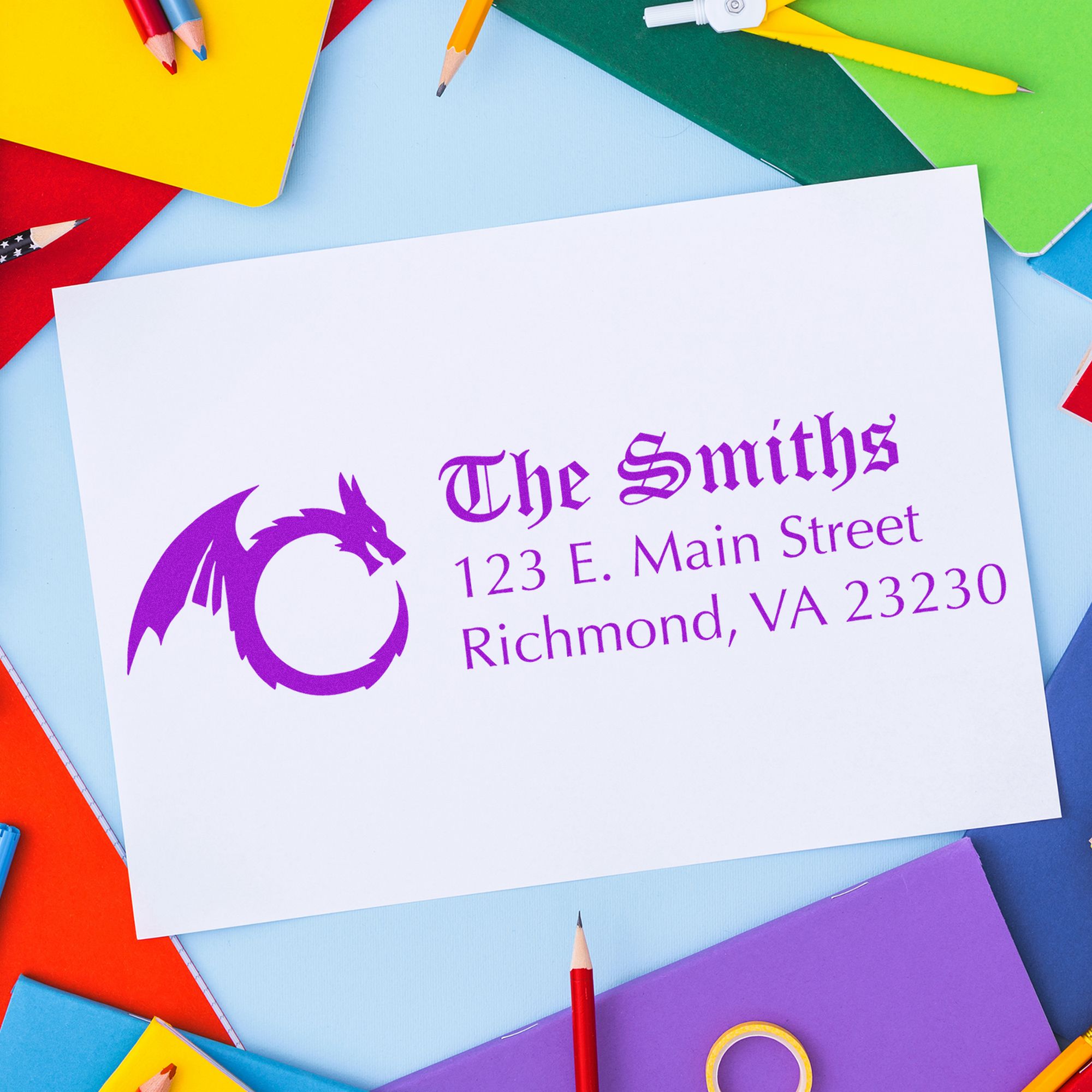 Obsidian Dragon Customize Home Address For Envelopes Pre-Inked Stamp - Engineer Seal Stamps