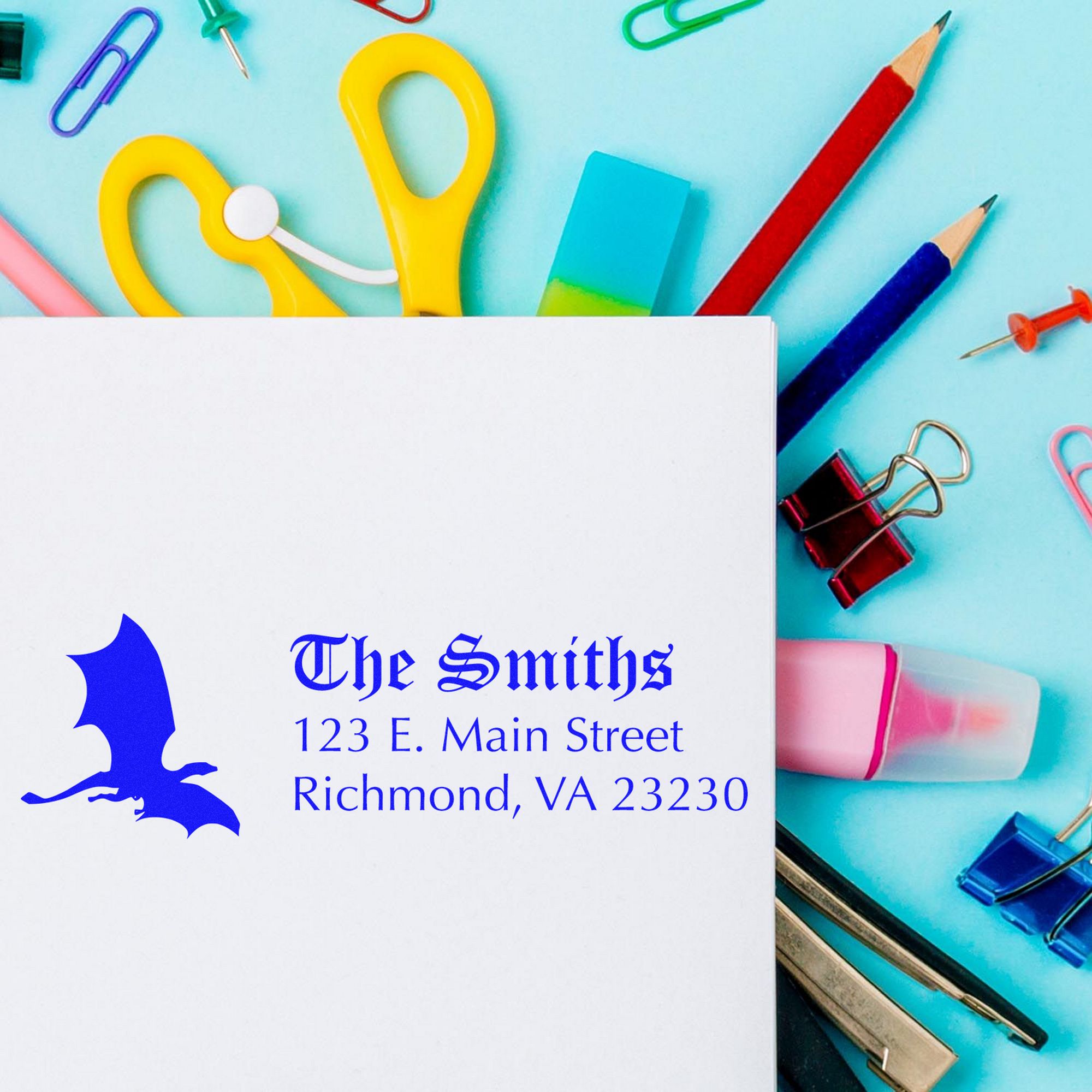 Self-Inking Vengeance Dragon Personalized Mailing Address Stamp - Engineer Seal Stamps