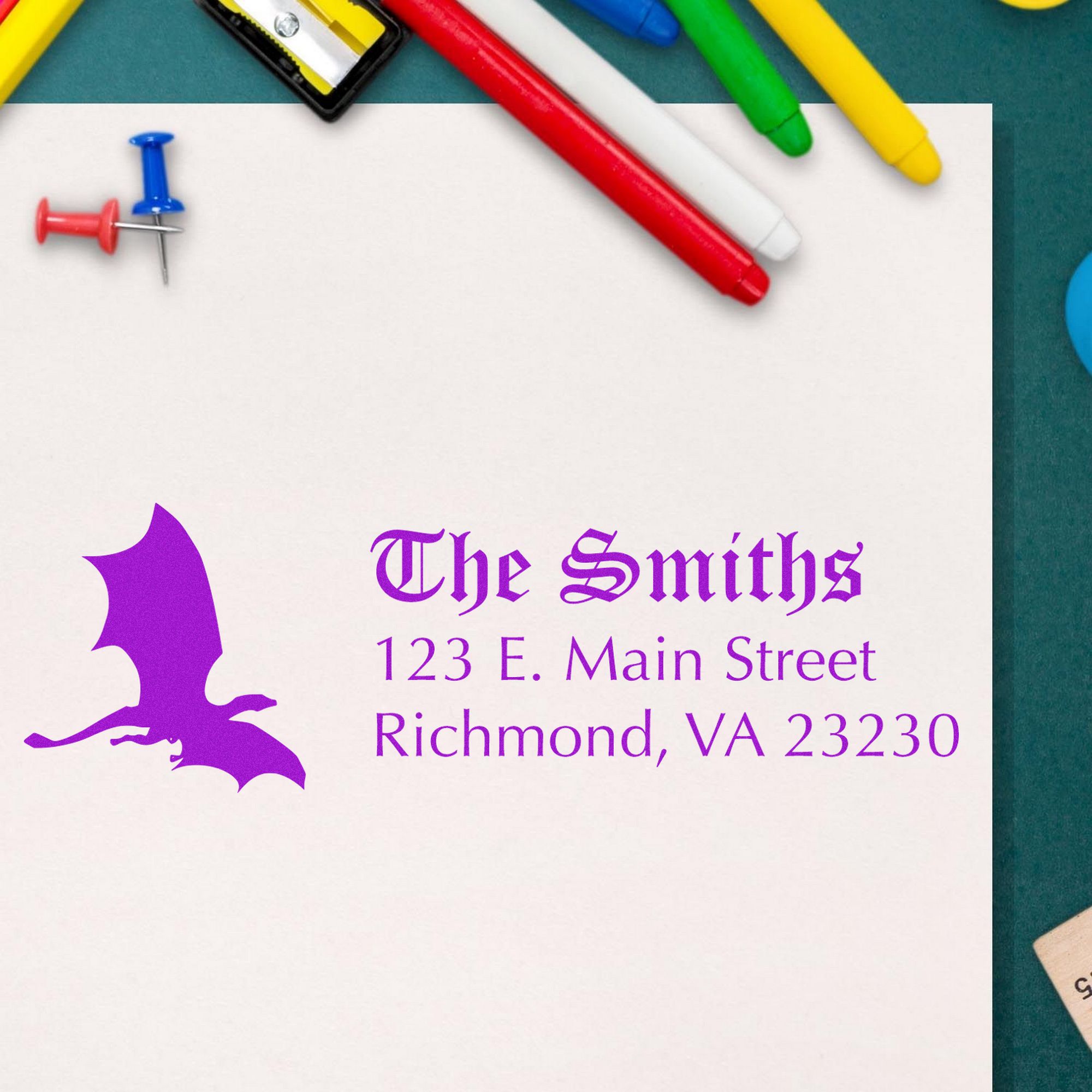 Self-Inking Vengeance Dragon Personalized Mailing Address Stamp - Engineer Seal Stamps