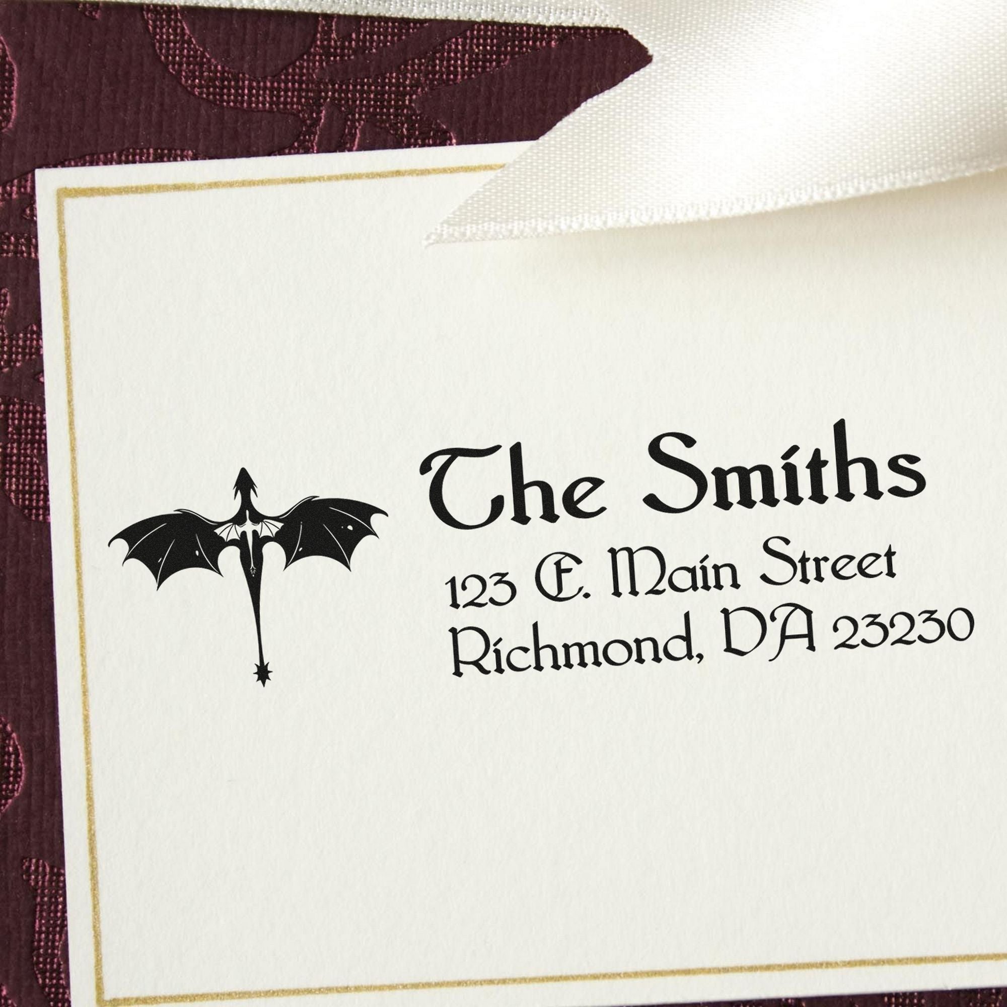 Nightshade Dragon Customized Name and Address Rubber Stamp - Engineer Seal Stamps