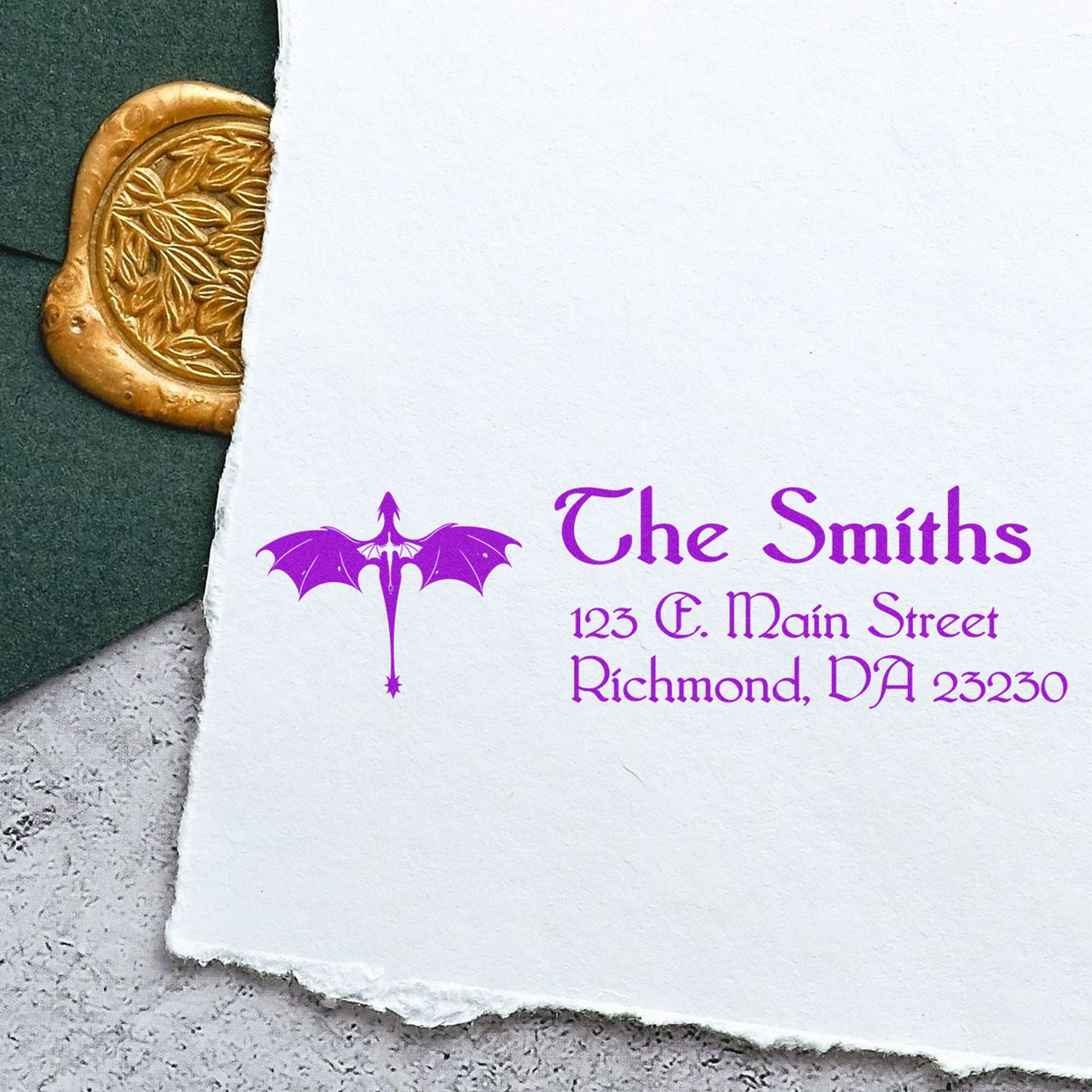 Nightshade Dragon Customizable Name and Address Pre-Inked Stamp - Engineer Seal Stamps
