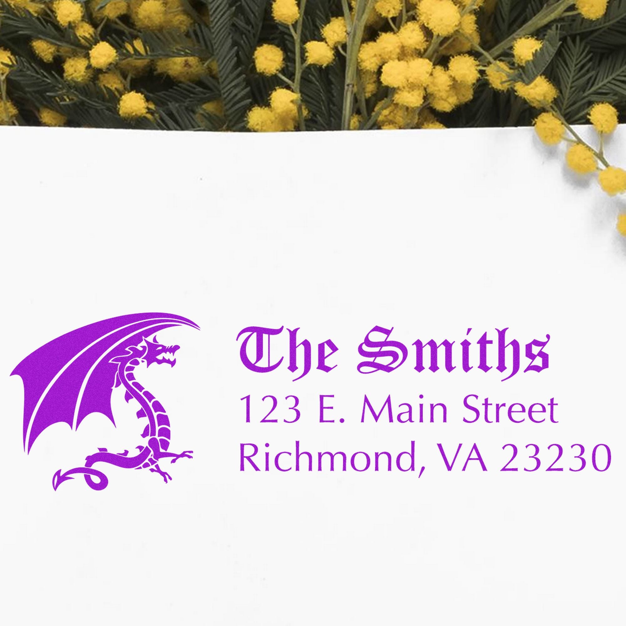 Havoc Dragon Personalized Home Address For Envelopes Pre-Inked Stamp - Engineer Seal Stamps