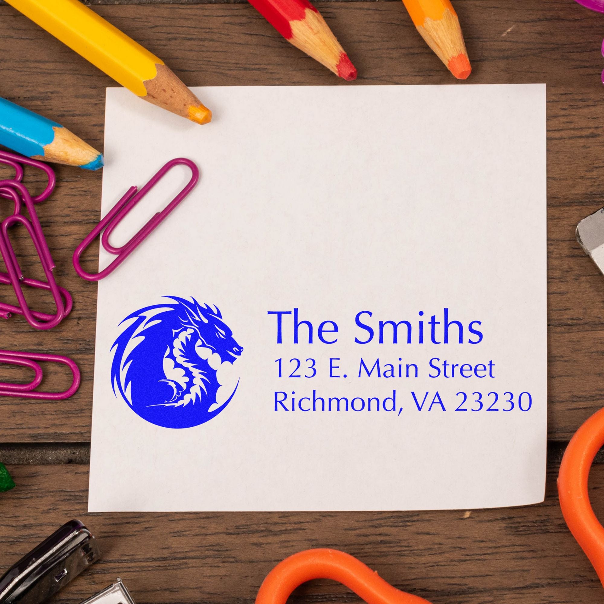 Self-Inking Nightfall Dragon Customized New Address Stamp - Engineer Seal Stamps