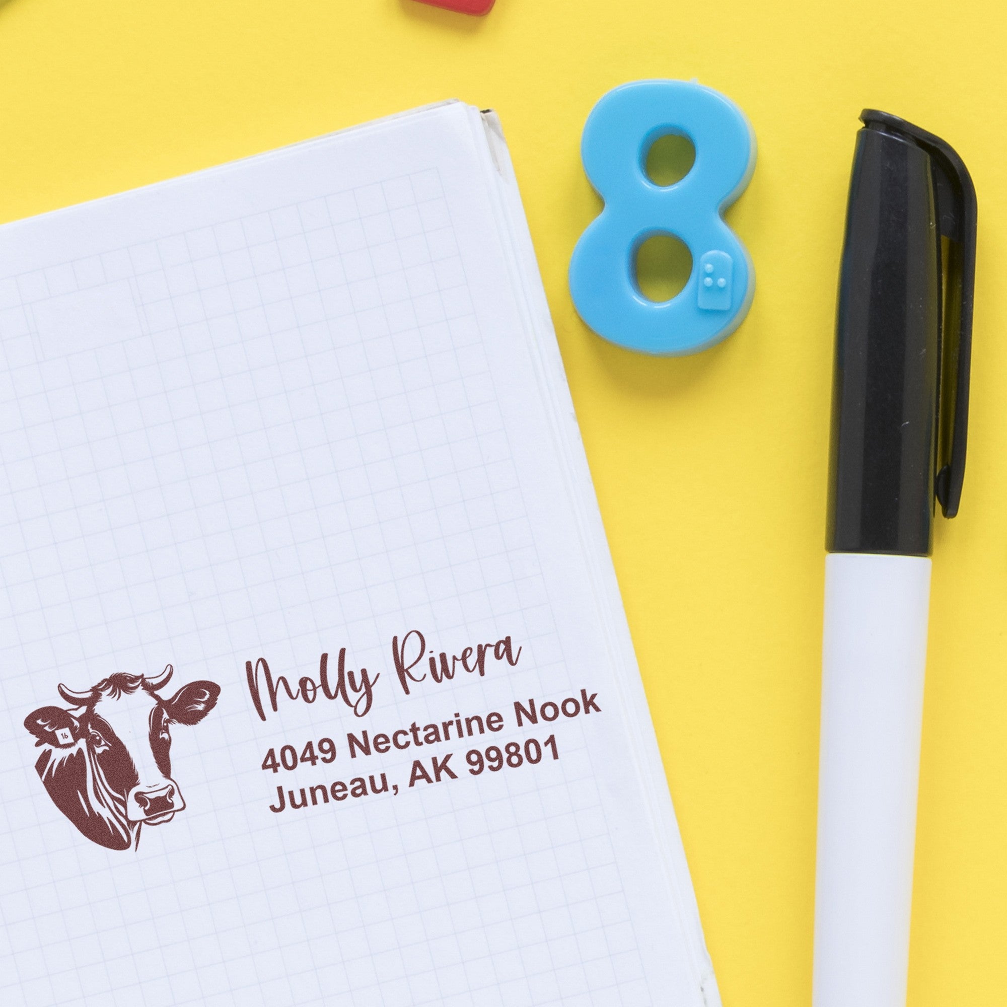 PSI Serene Cow Customizable Home Address For Envelopes Pre-Inked Stamp - Engineer Seal Stamps