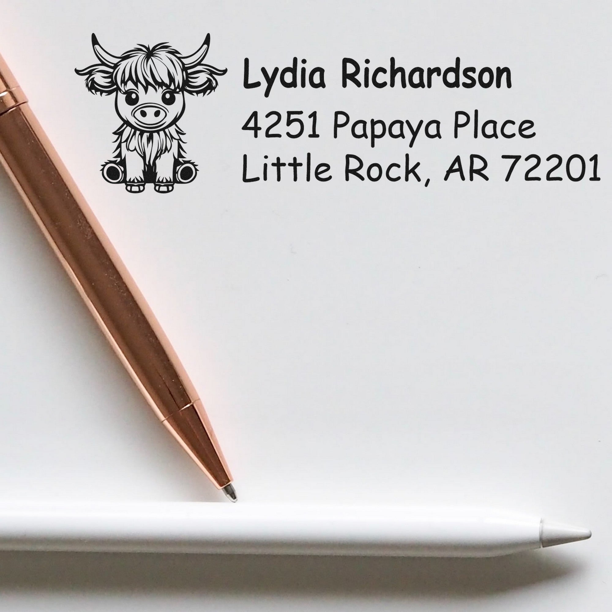 Cute Cow Personalized Name and Address Rubber Stamp - Engineer Seal Stamps