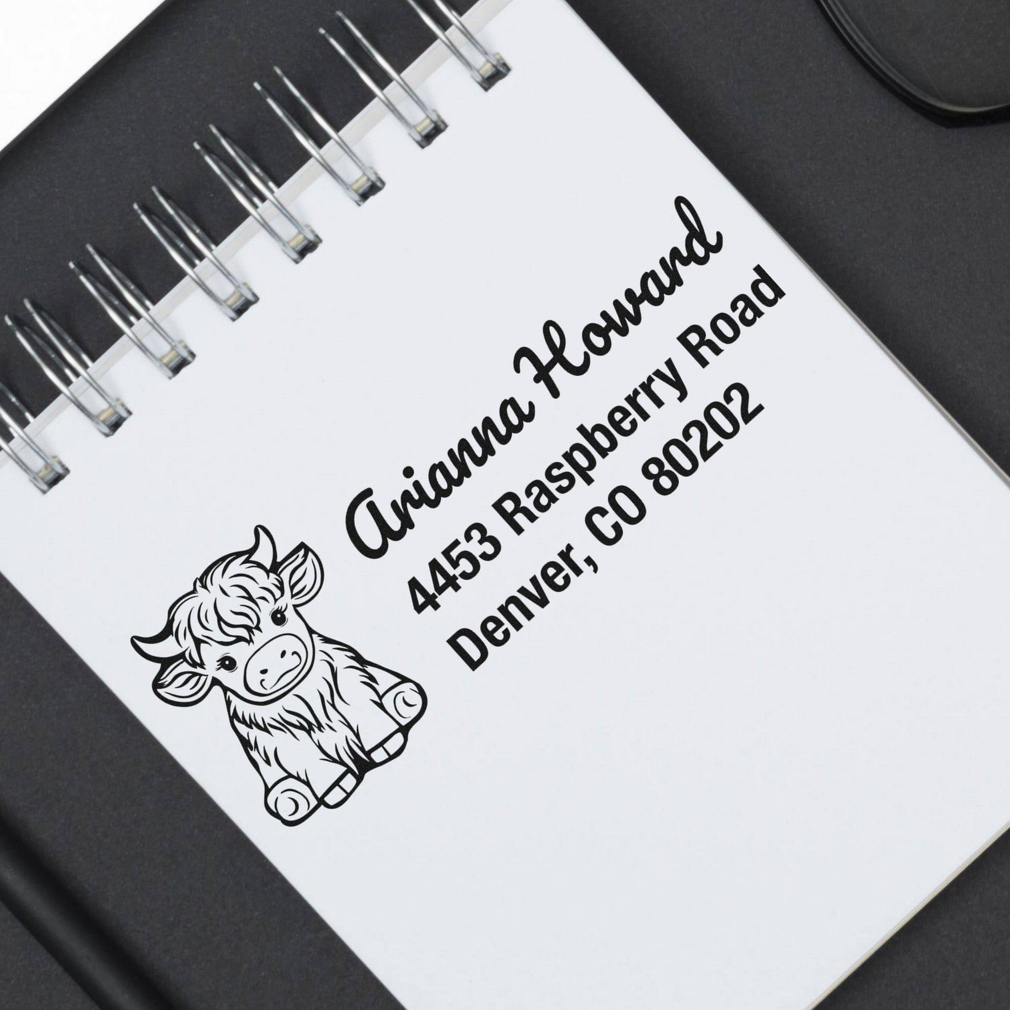 Self-Inking Rustic Cow Handmade Mailing Stamp - Engineer Seal Stamps