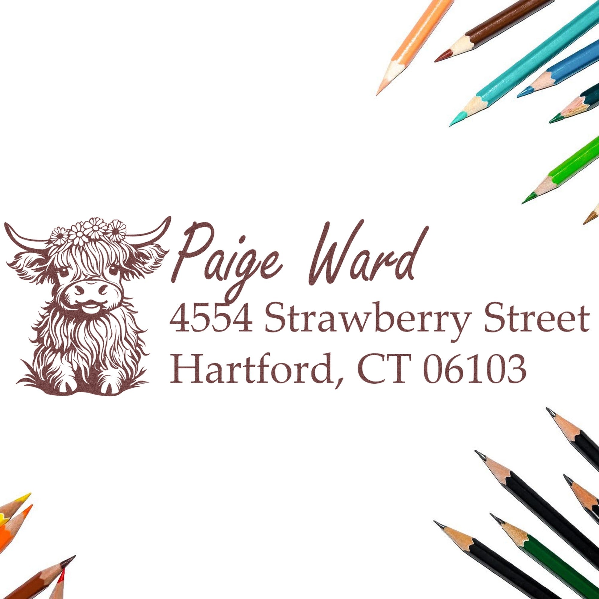 Self-Inking Fluffy Cow Handmade Mail Stamp - Engineer Seal Stamps