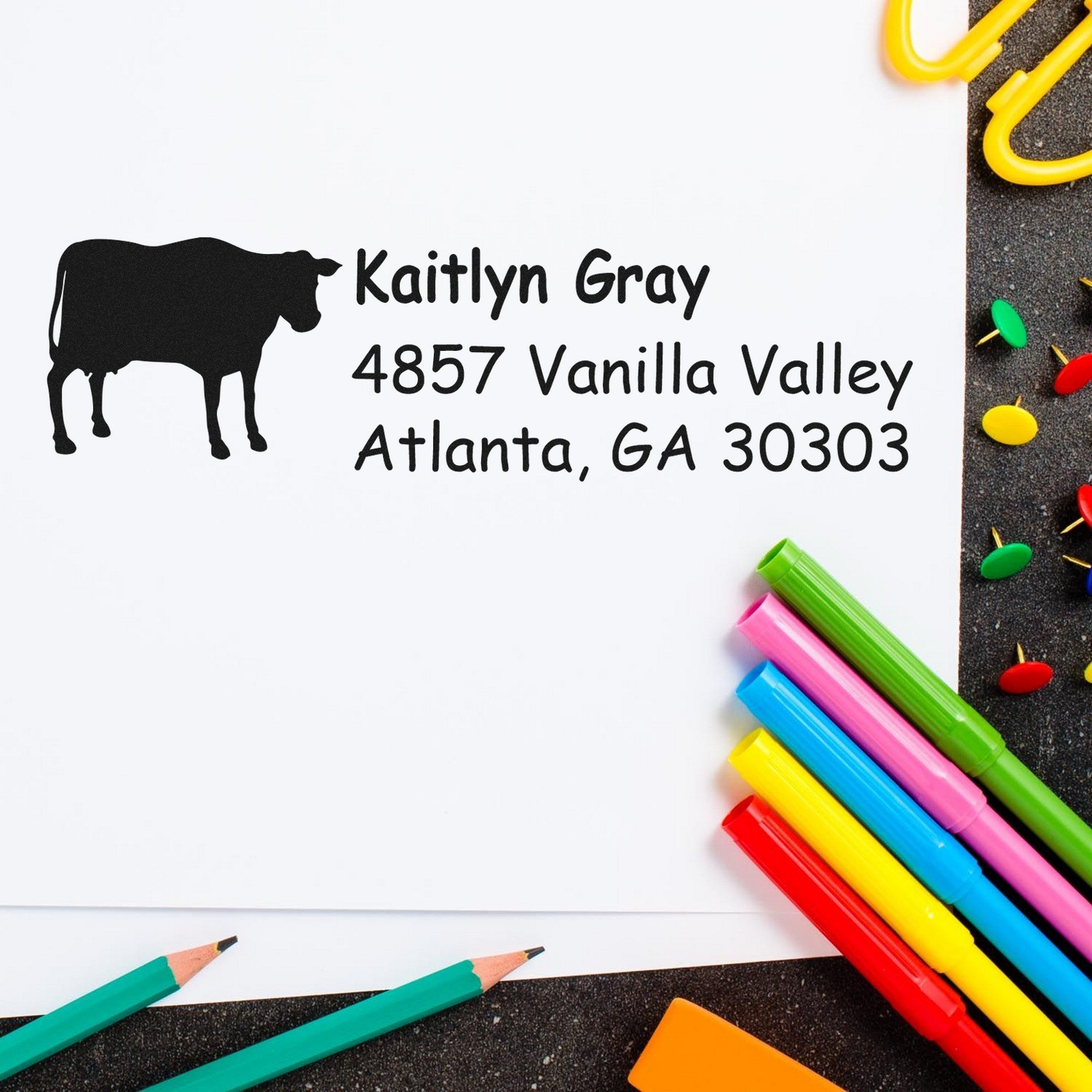 Stoic Steer Personalized Mail Address Rubber Stamp - Engineer Seal Stamps
