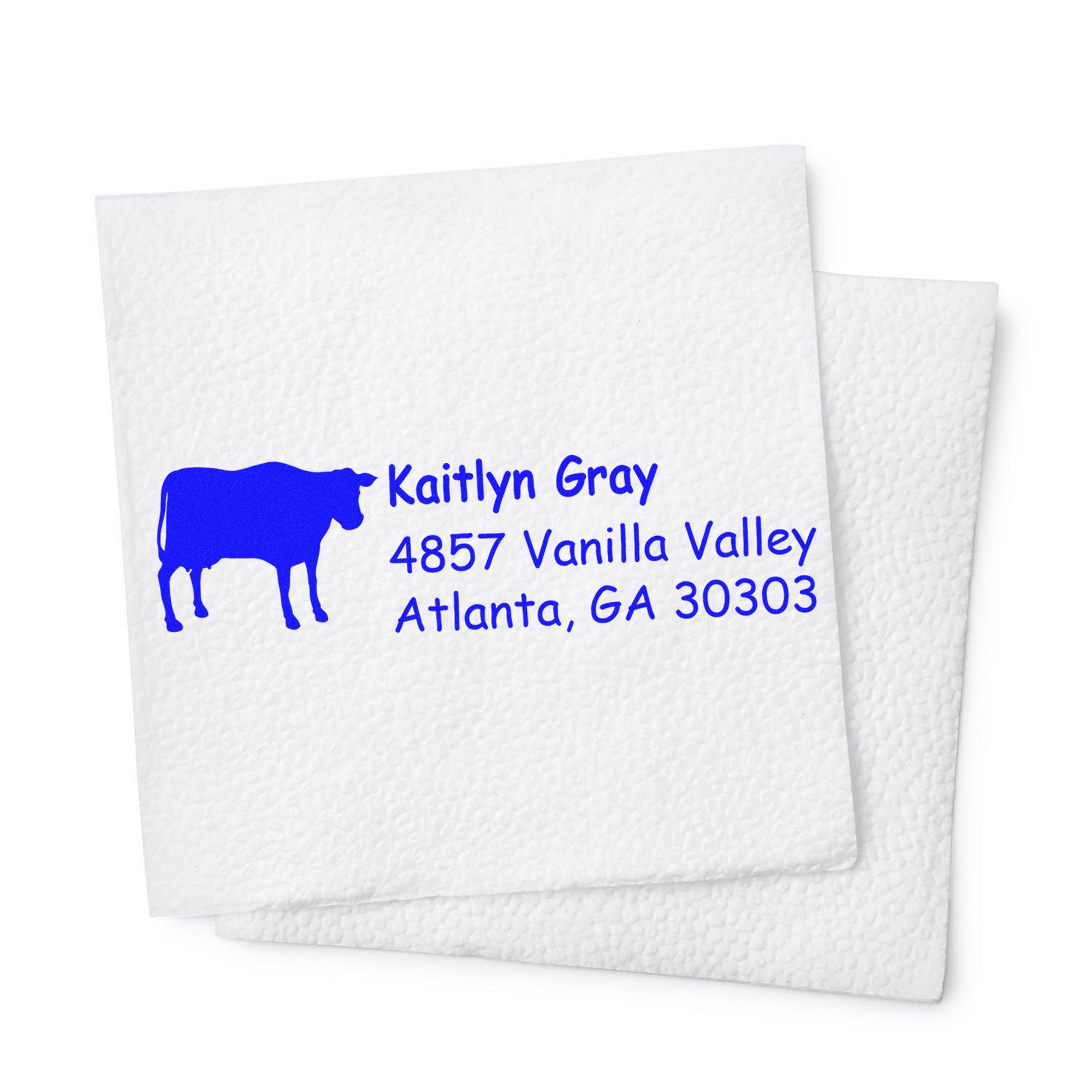 PSI Stoic Steer Personalized Address Return Pre-Inked Stamp - Engineer Seal Stamps