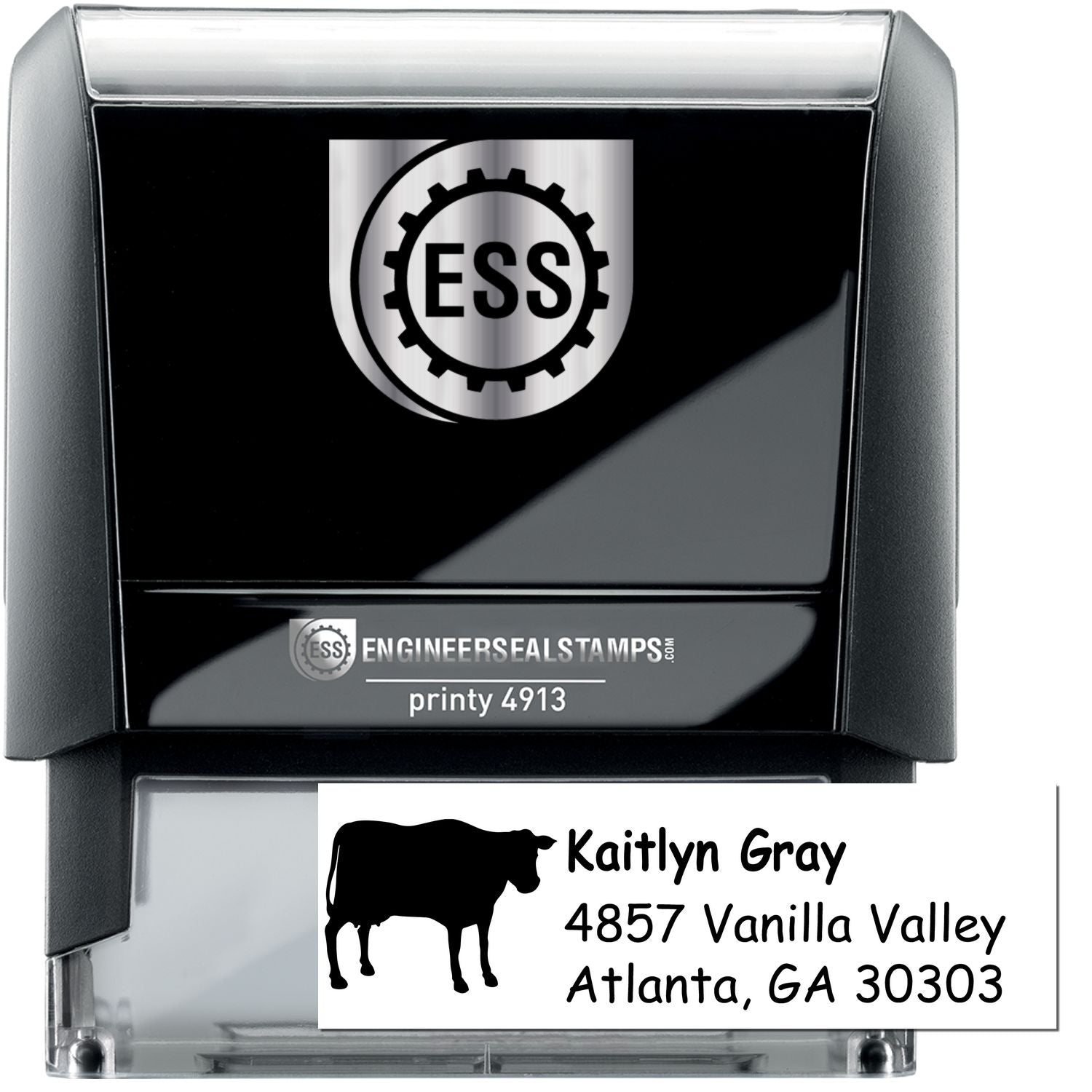 Self-Inking Stoic Steer Handmade Mailing Address Stamp - Engineer Seal Stamps