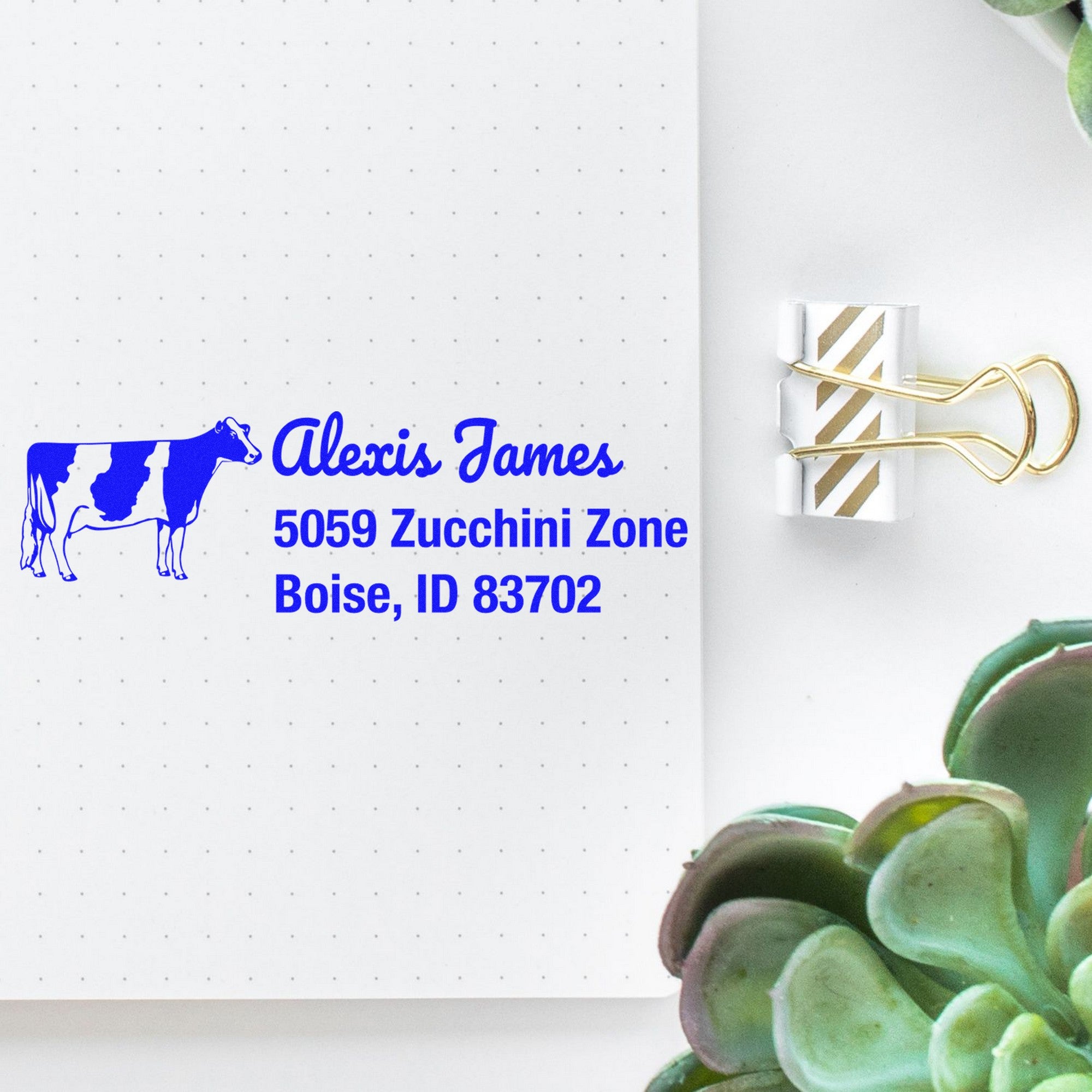 Endearing Cow Personalized Home Address For Envelopes Rubber Stamp - Engineer Seal Stamps