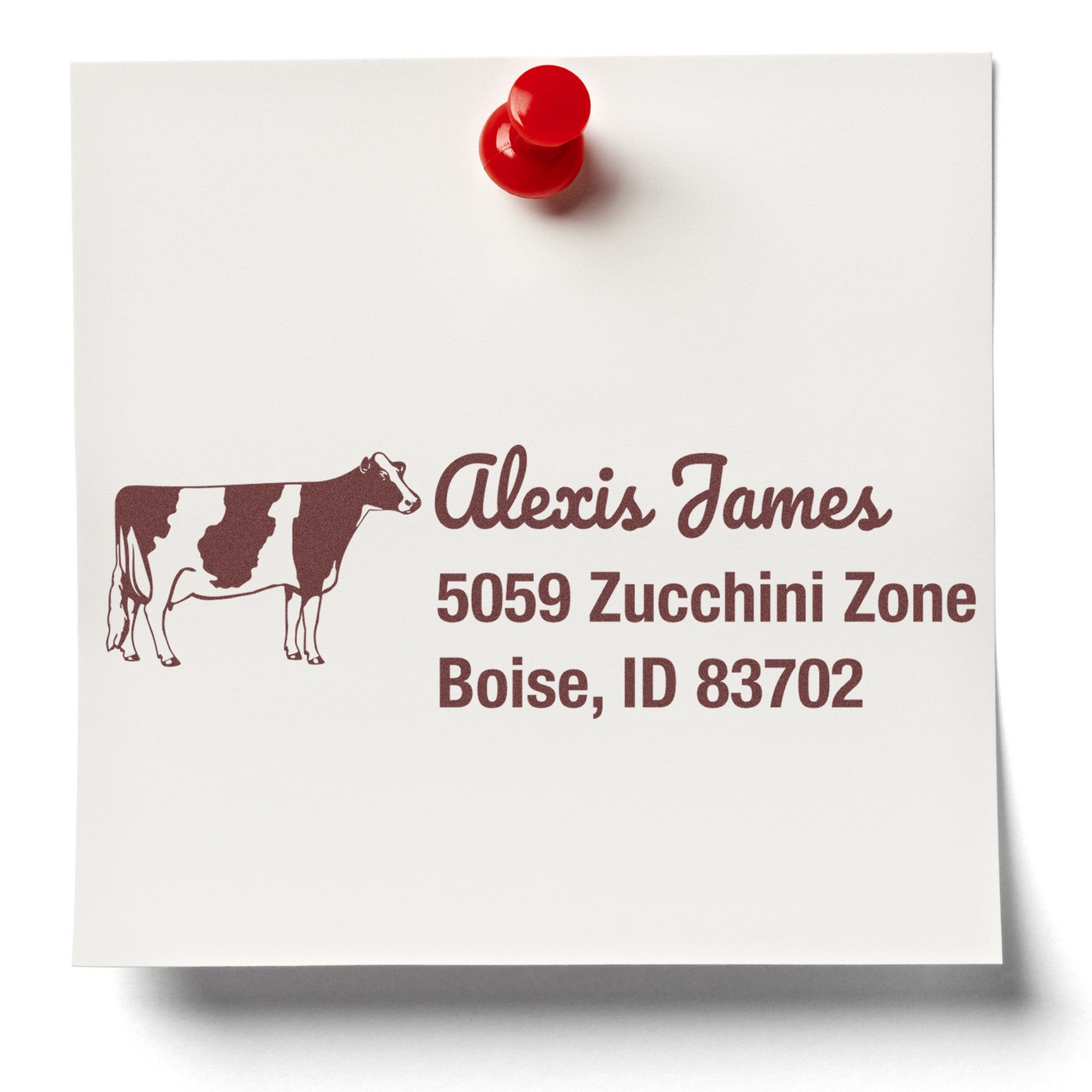 PSI Endearing Cow Personalized Mail Address Pre-Inked Stamp - Engineer Seal Stamps