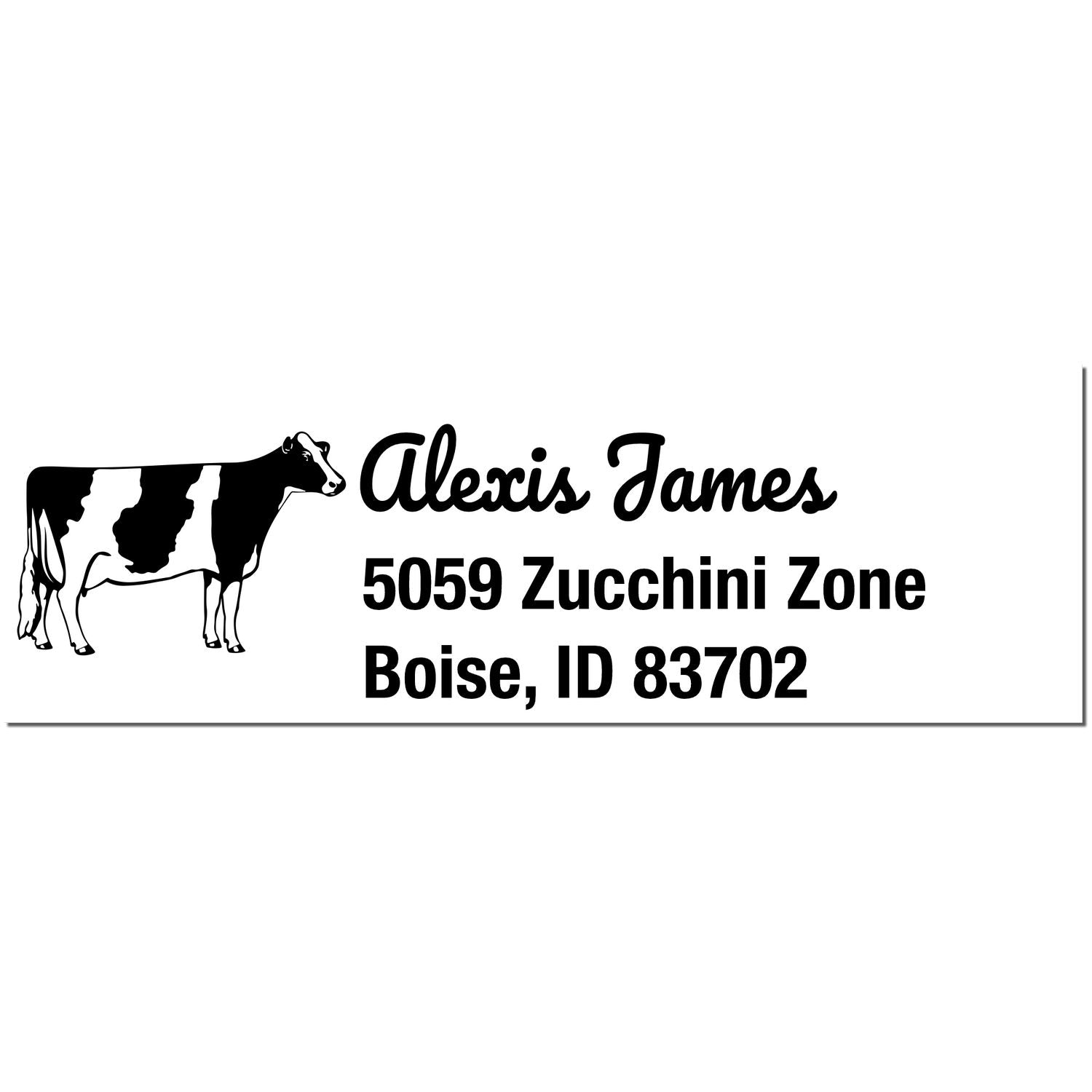 PSI Endearing Cow Personalized Mail Address Pre-Inked Stamp - Engineer Seal Stamps