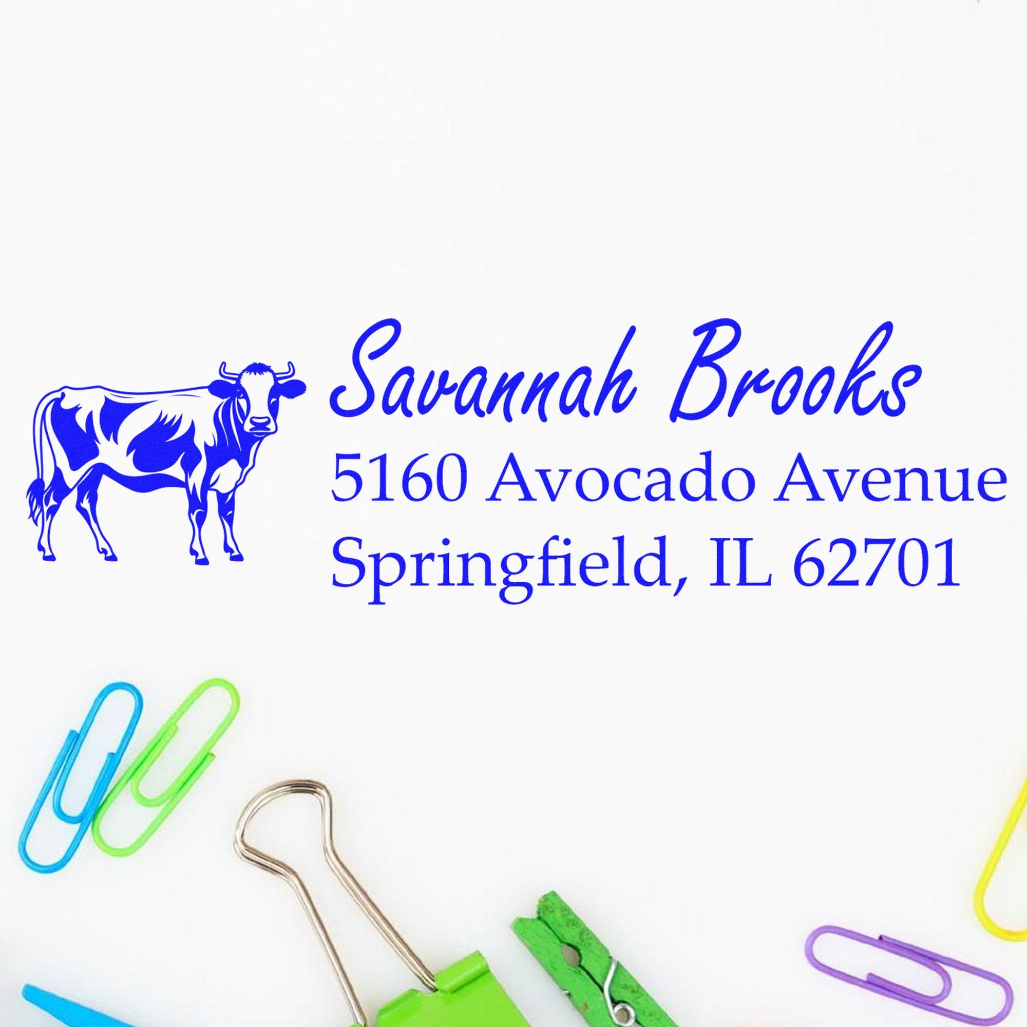 Hardy Cow Personalized Address Label Rubber Stamp - Engineer Seal Stamps