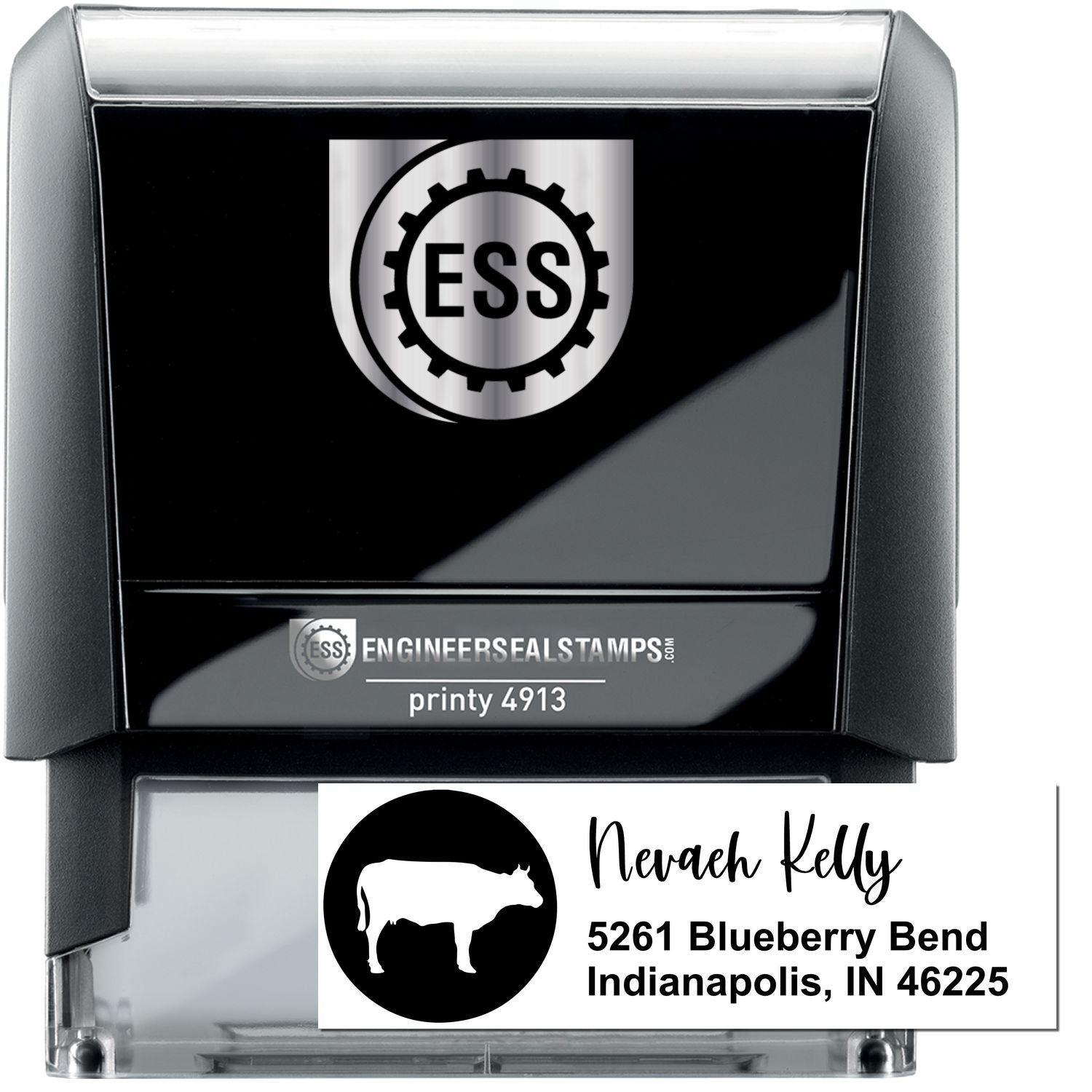 Self-Inking Graceful Cow Handmade Address Label Stamp - Engineer Seal Stamps