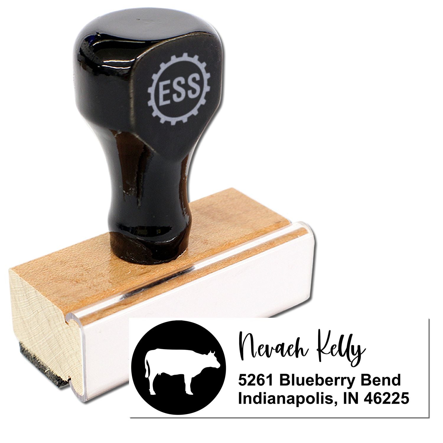 Graceful Cow Custom Address Rubber Stamp - Engineer Seal Stamps