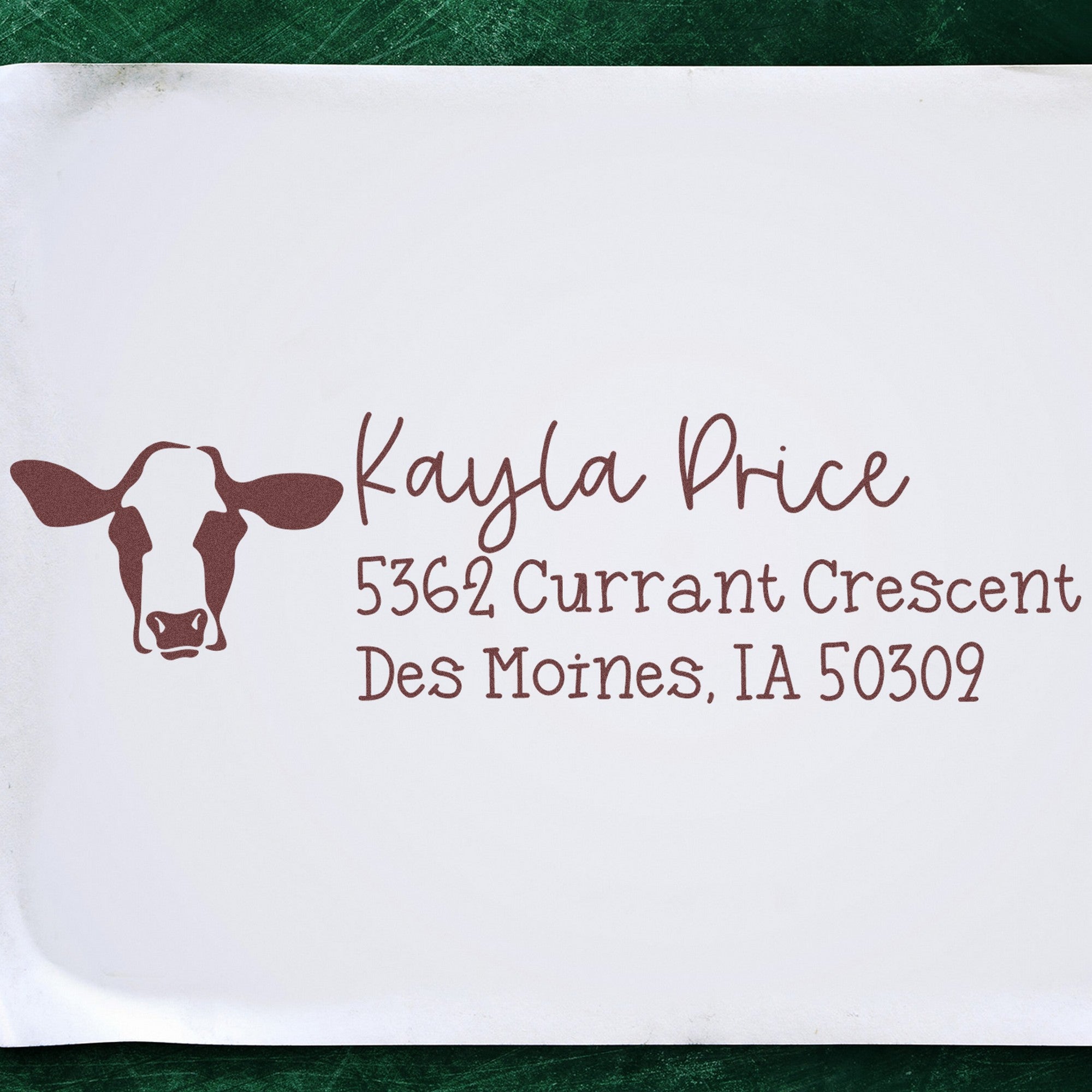 Iconic Cow Custom Return Address Rubber Stamp - Engineer Seal Stamps
