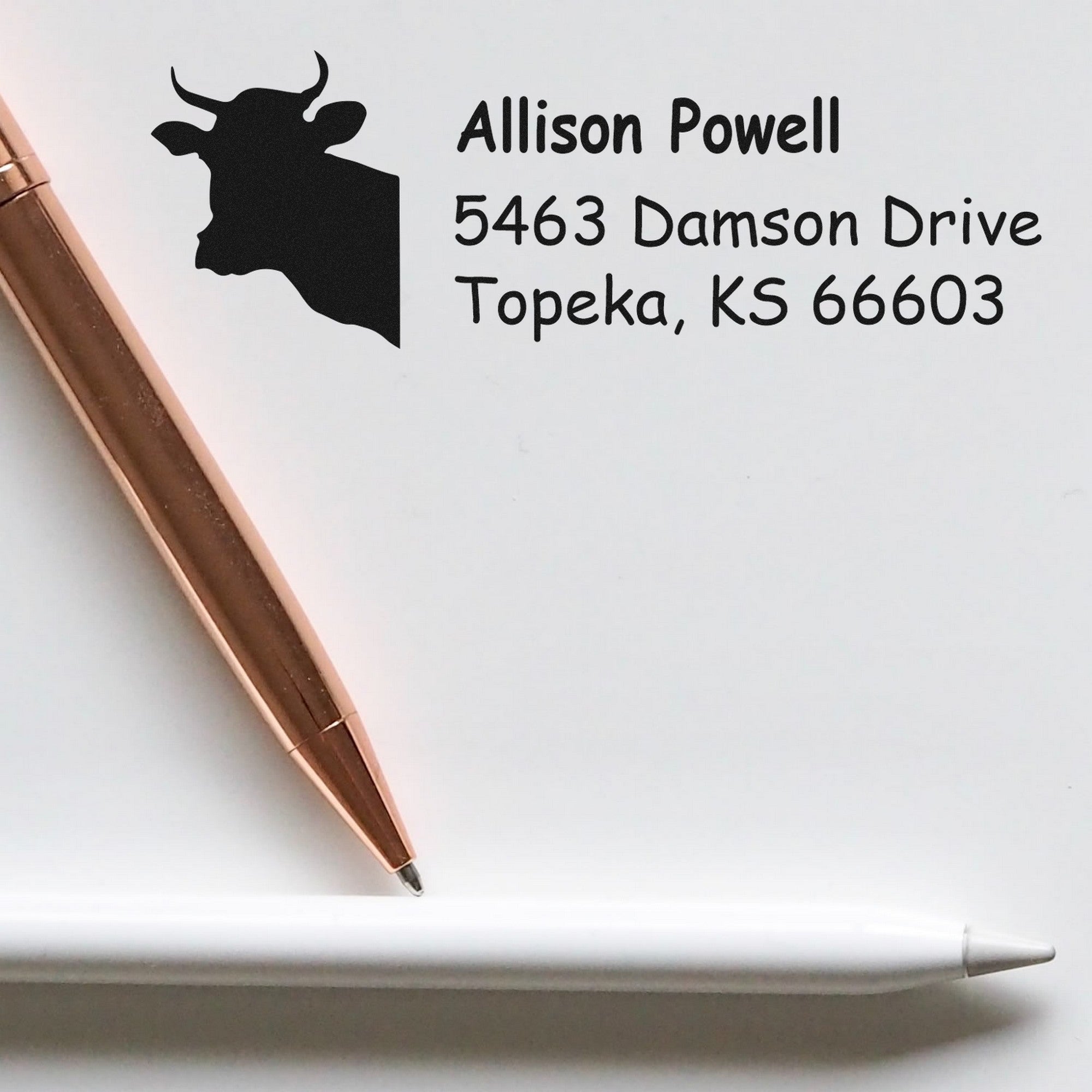 PSI Docile Cow Custom Address Pre-Inked Stamp - Engineer Seal Stamps