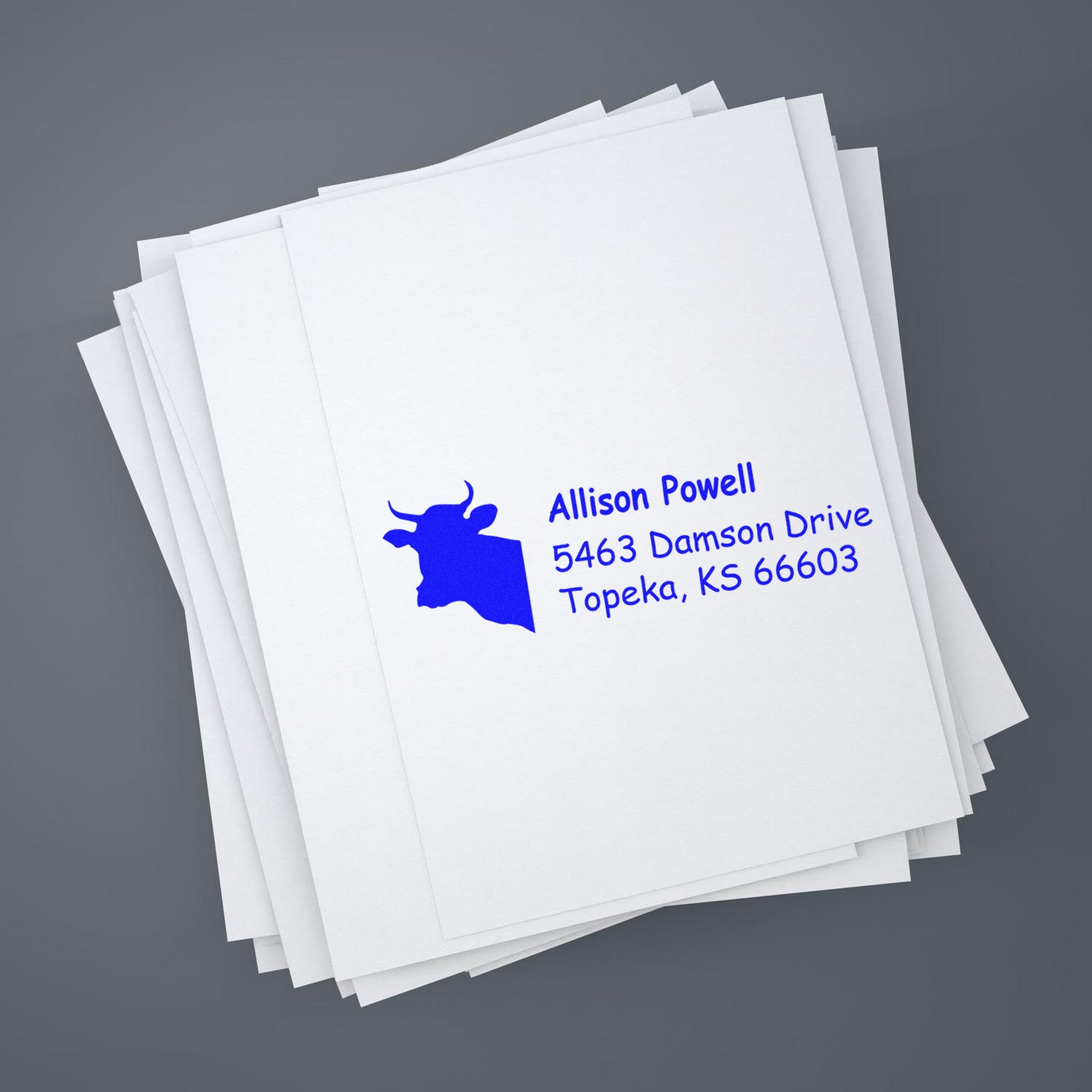 Docile Cow Custom Name and Address Rubber Stamp - Engineer Seal Stamps