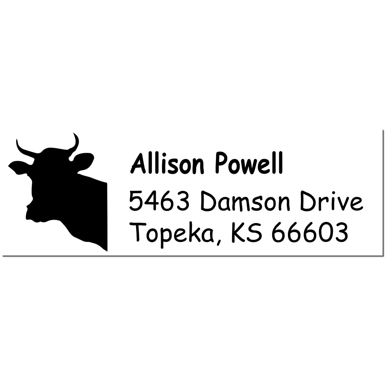 Docile Cow Custom Name and Address Rubber Stamp - Engineer Seal Stamps