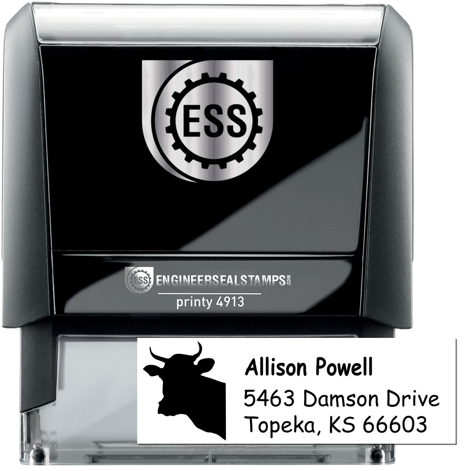 Self-Inking Docile Cow Customize Return Address Stamp - Engineer Seal Stamps