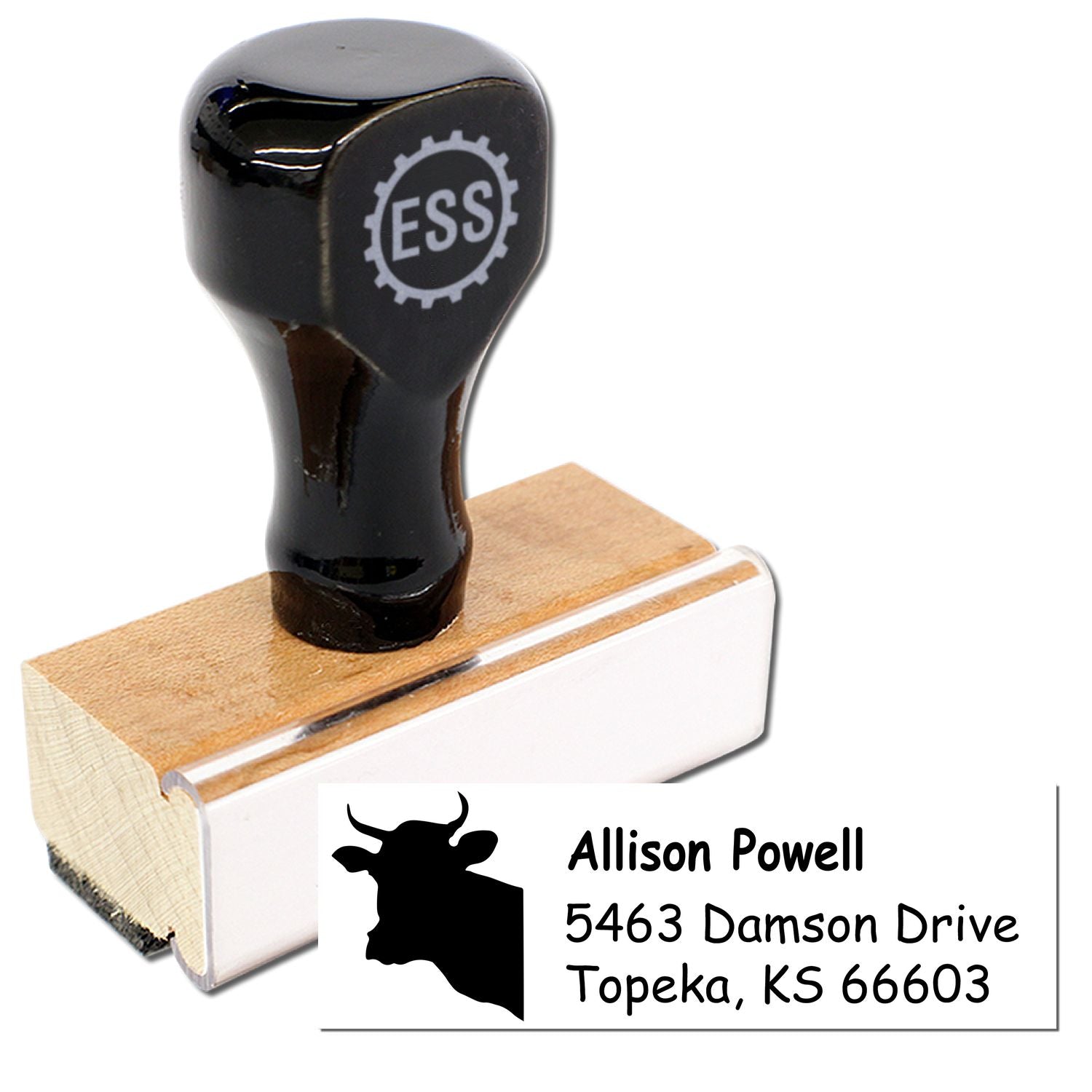 Docile Cow Custom Name and Address Rubber Stamp - Engineer Seal Stamps