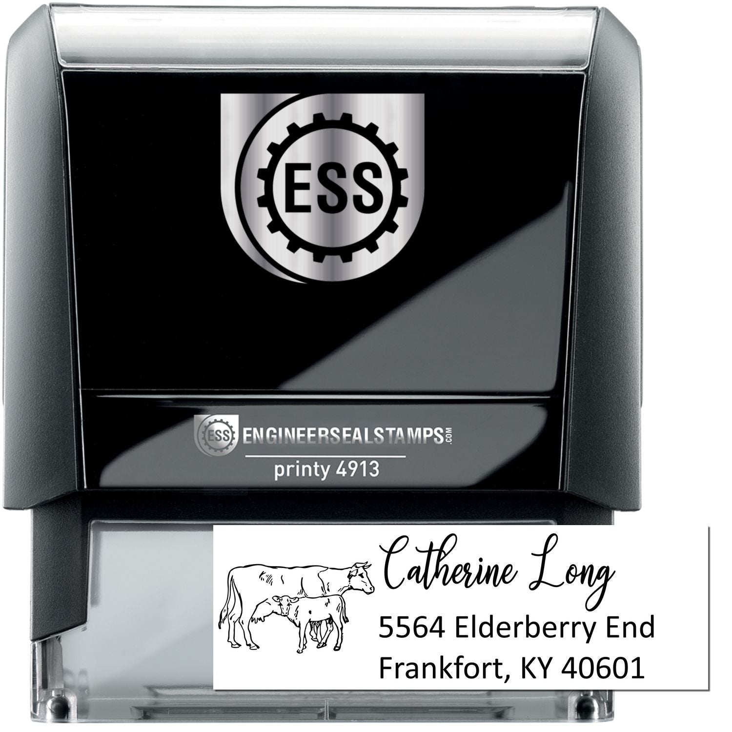 Self-Inking Hardy Home Cow Customize Name and Address Stamp - Engineer Seal Stamps