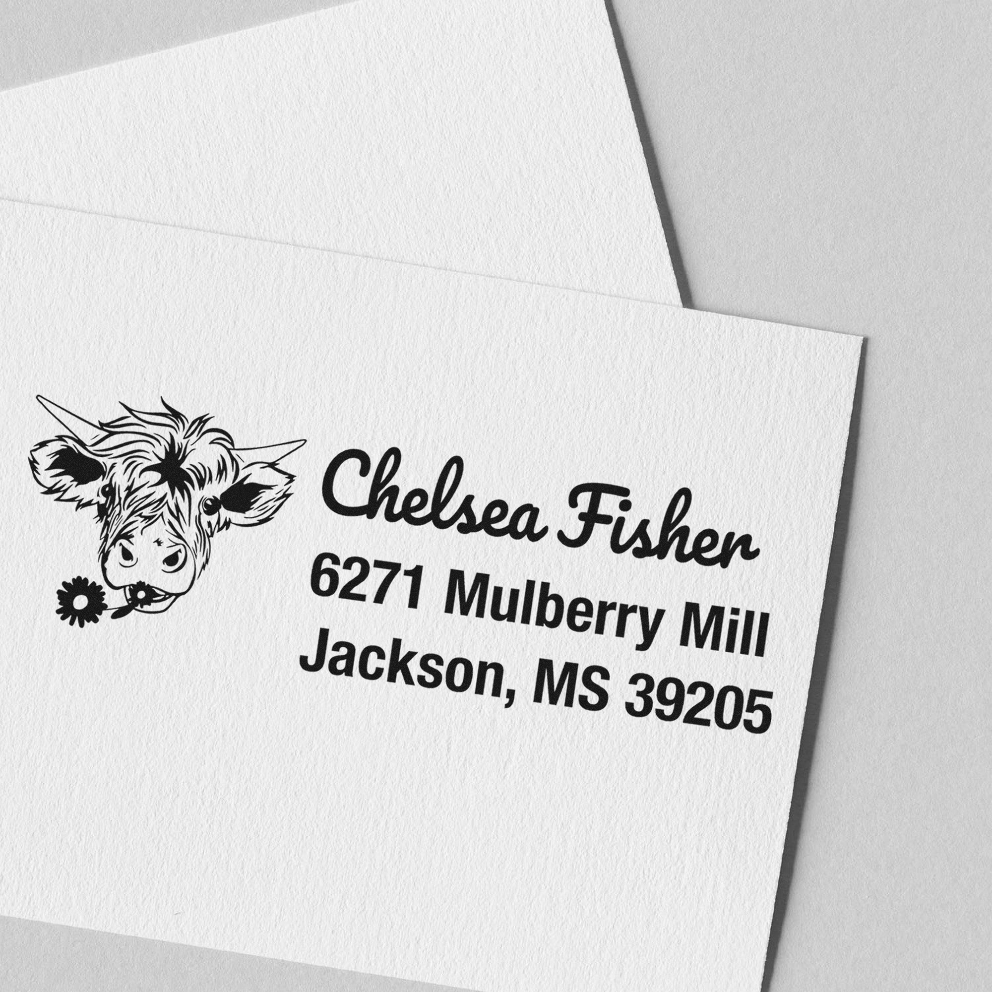 Pretty Cow Custom Home Address For Envelopes Rubber Stamp - Engineer Seal Stamps