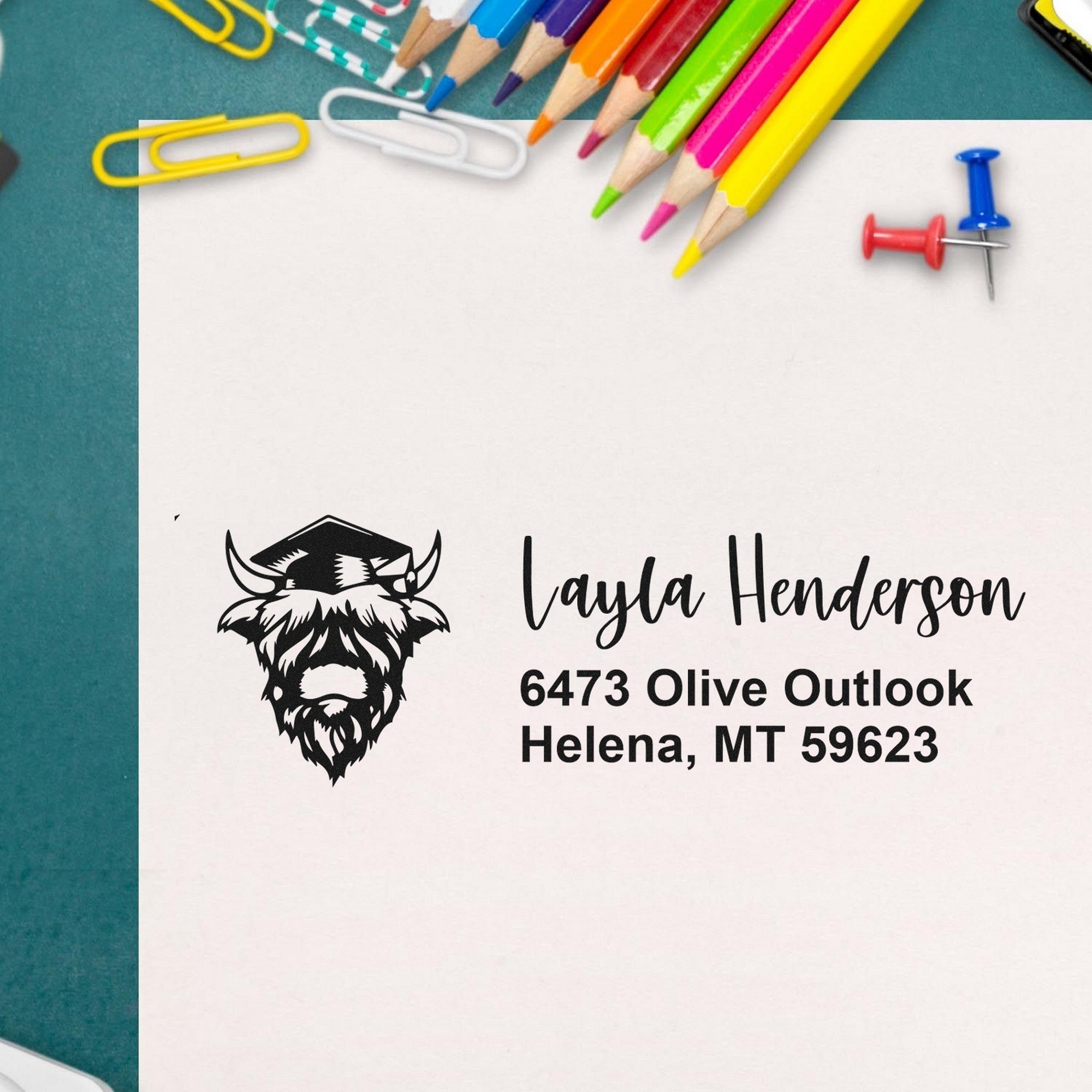 Grazing Cow Customized Address Rubber Stamp - Engineer Seal Stamps