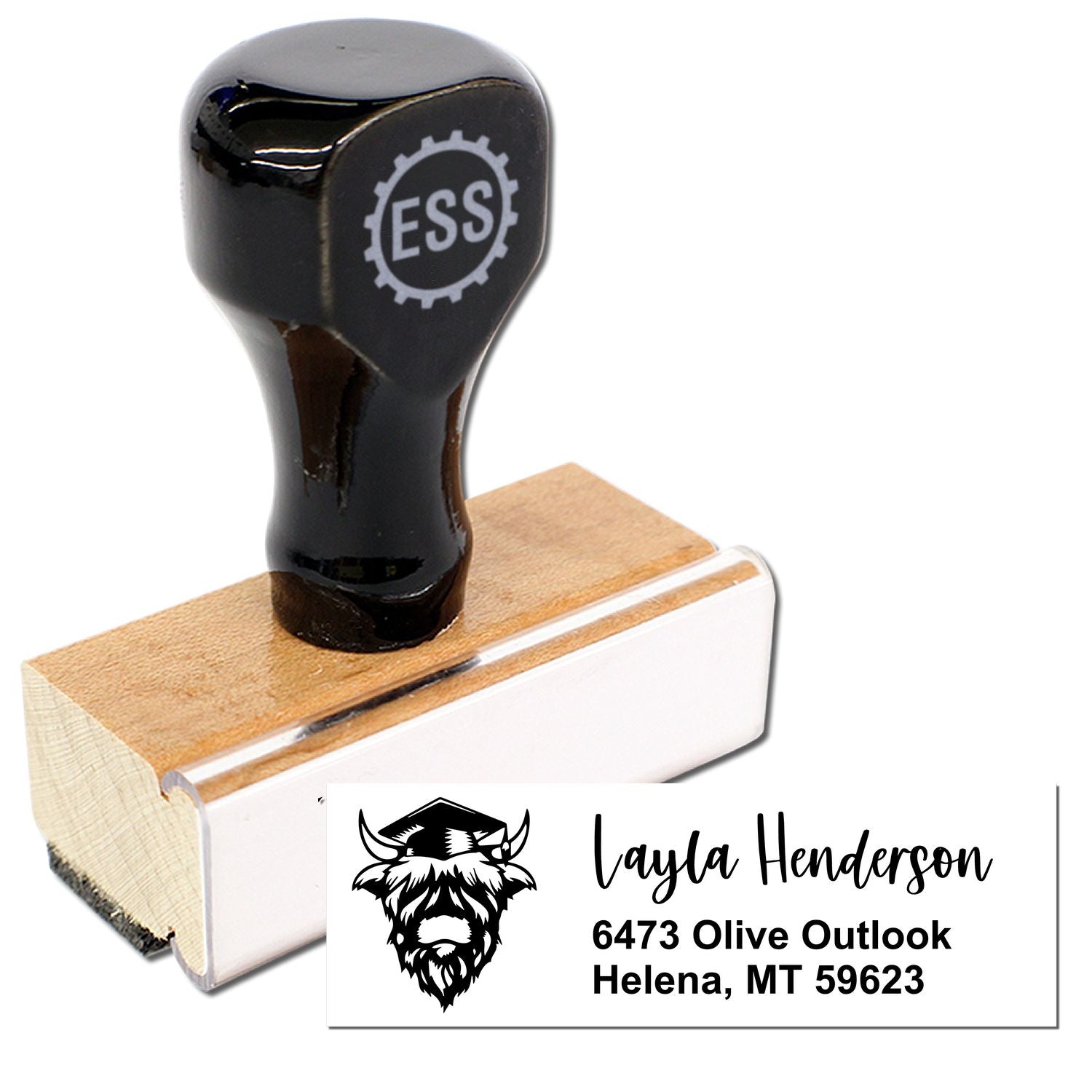 Grazing Cow Customized Address Rubber Stamp - Engineer Seal Stamps