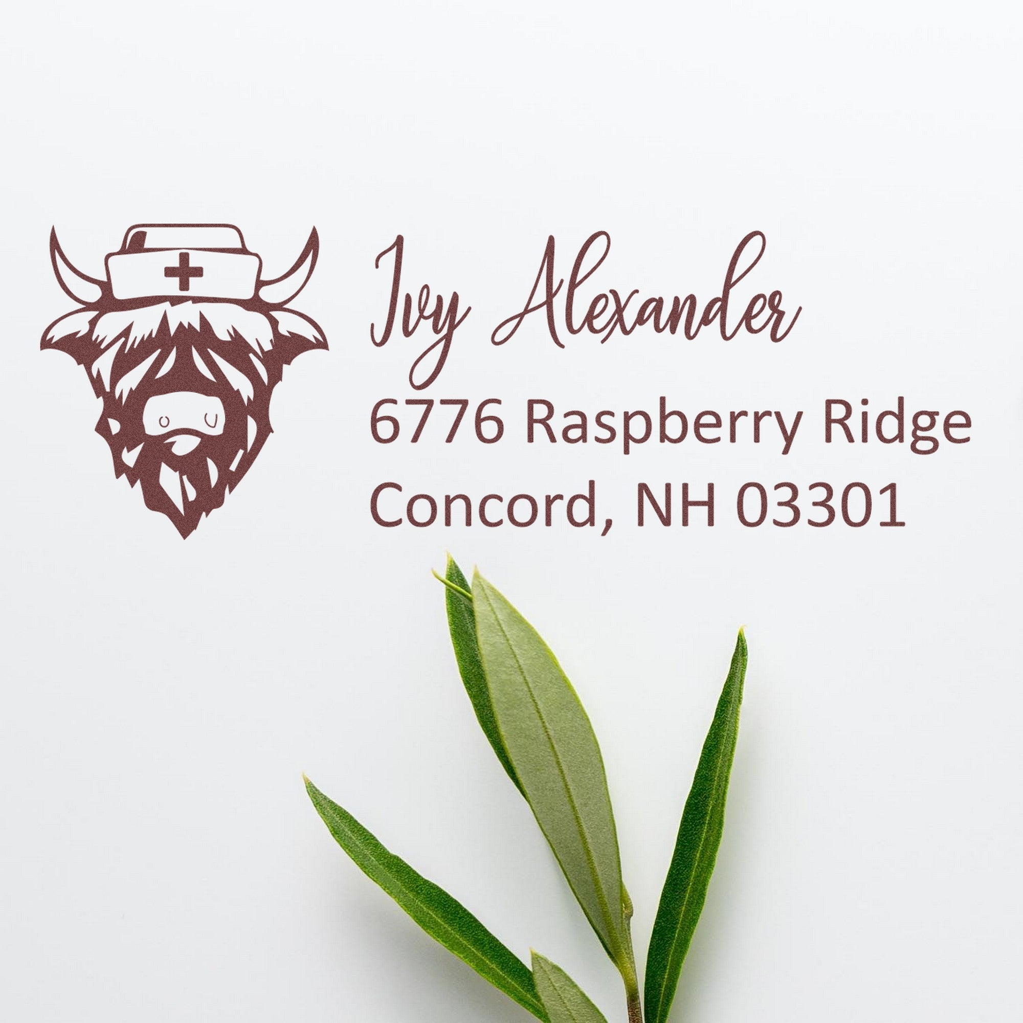 Self-Inking Picturesque Cow Customizable Name and Address Stamp - Engineer Seal Stamps