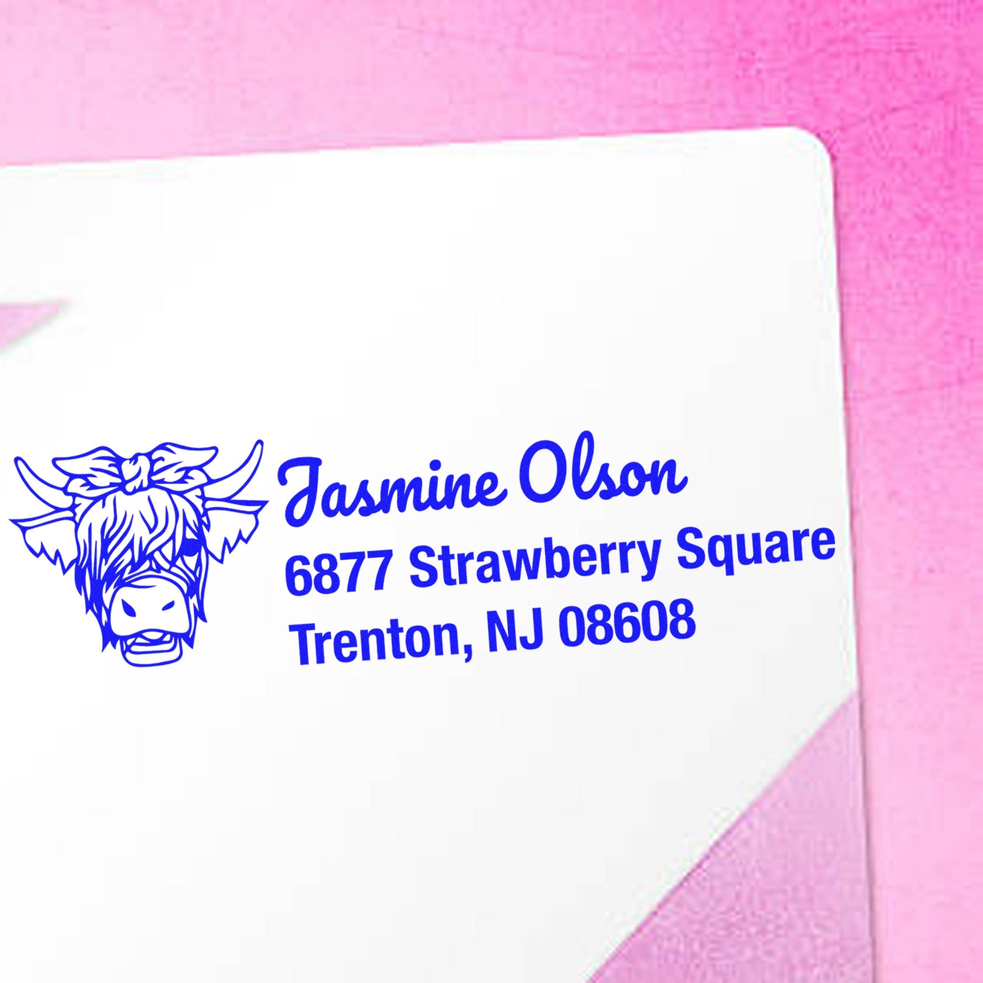 PSI Sociable Cow Customized Name and Address Pre-Inked Stamp - Engineer Seal Stamps